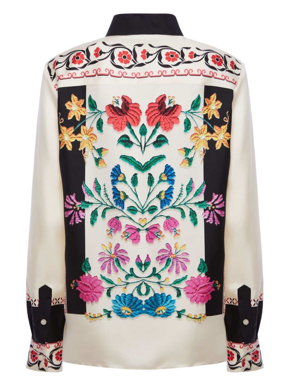 Boy floral-embroidered silk shirt - 5