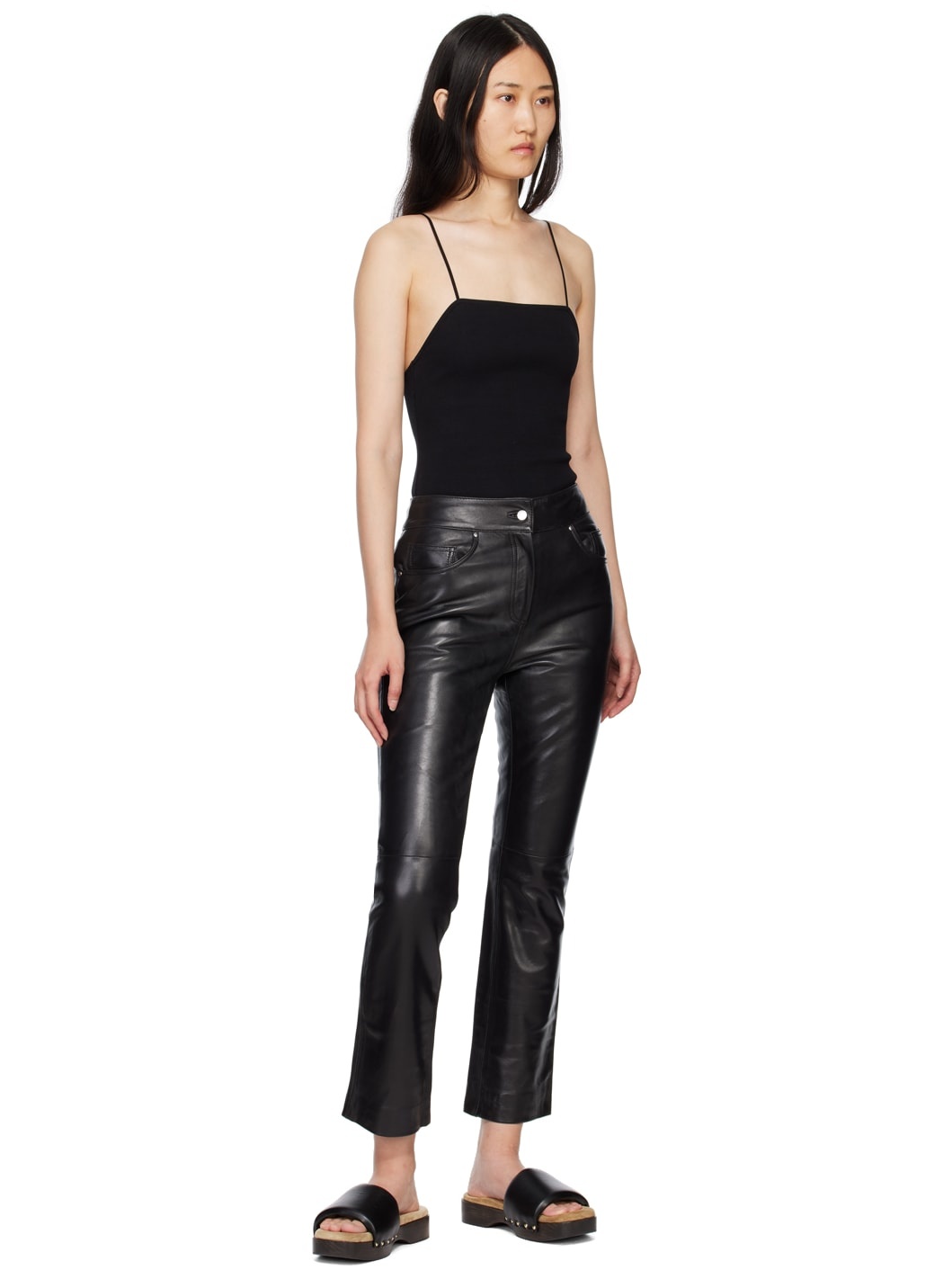 Black Avery Leather Pants - 4