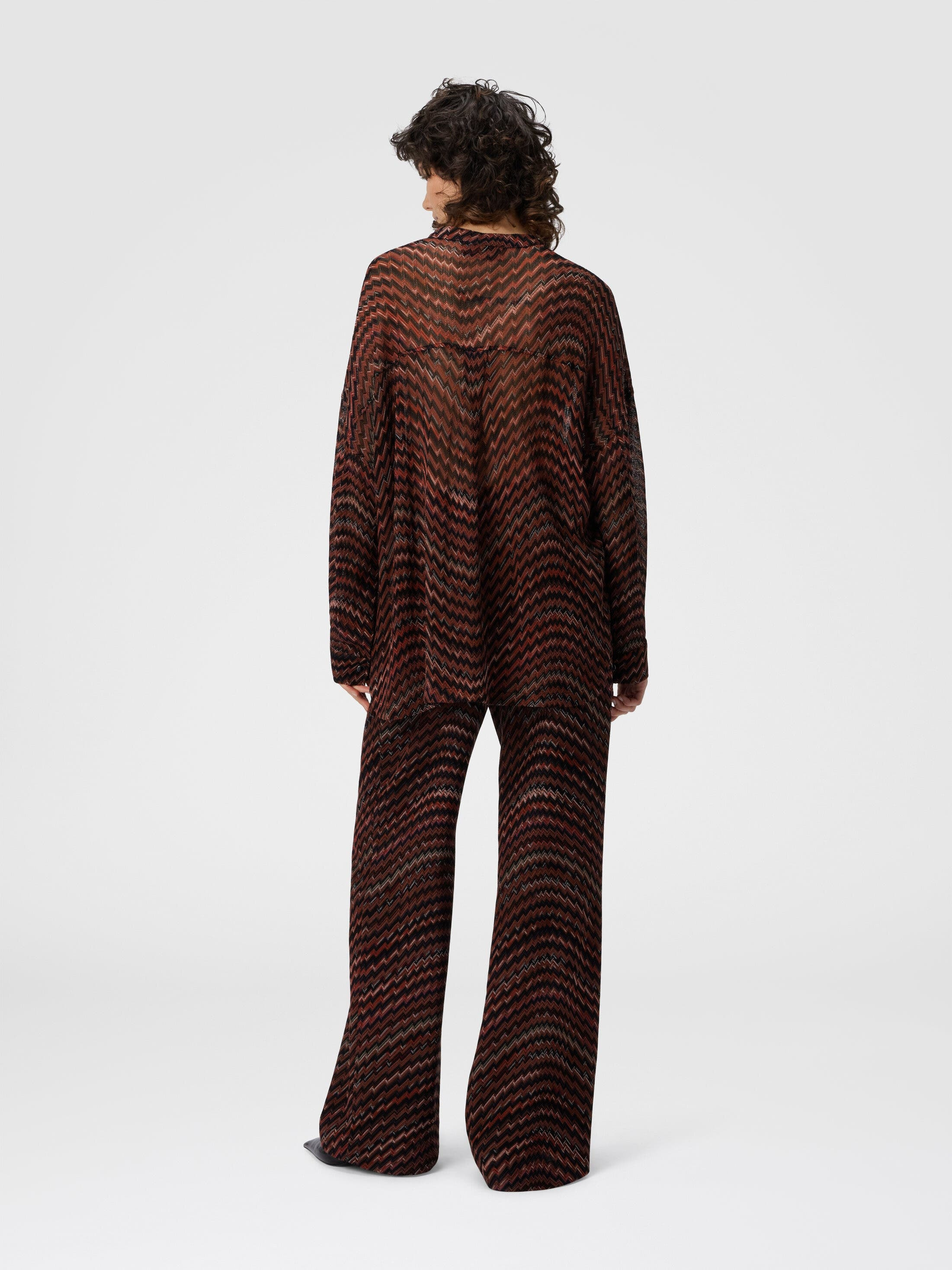 Missoni Blouse With Mandarin Collar And Zigzag Pattern in Black & Brown at Nordstrom - 3