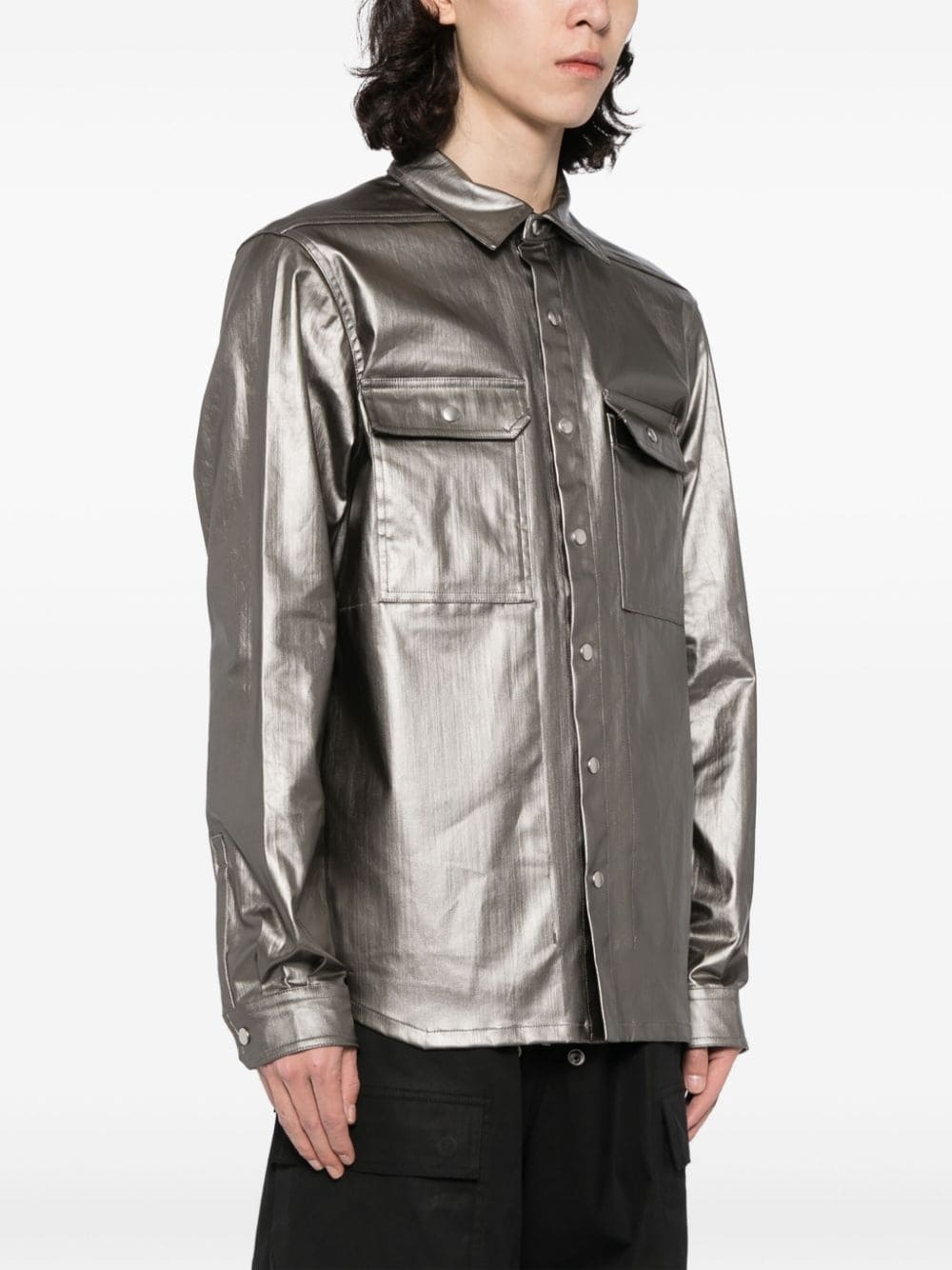 metallic denim jacket - 3
