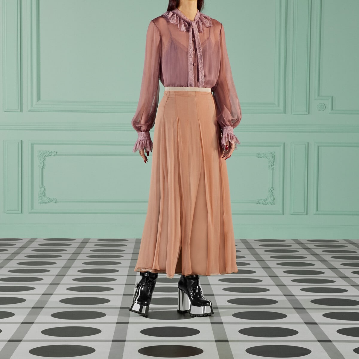 Silk chiffon skirt - 5