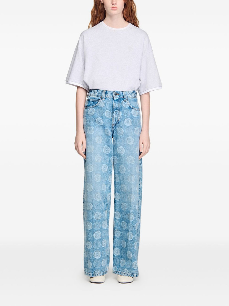 Sandro floral-pattern wide-leg jeans outlook