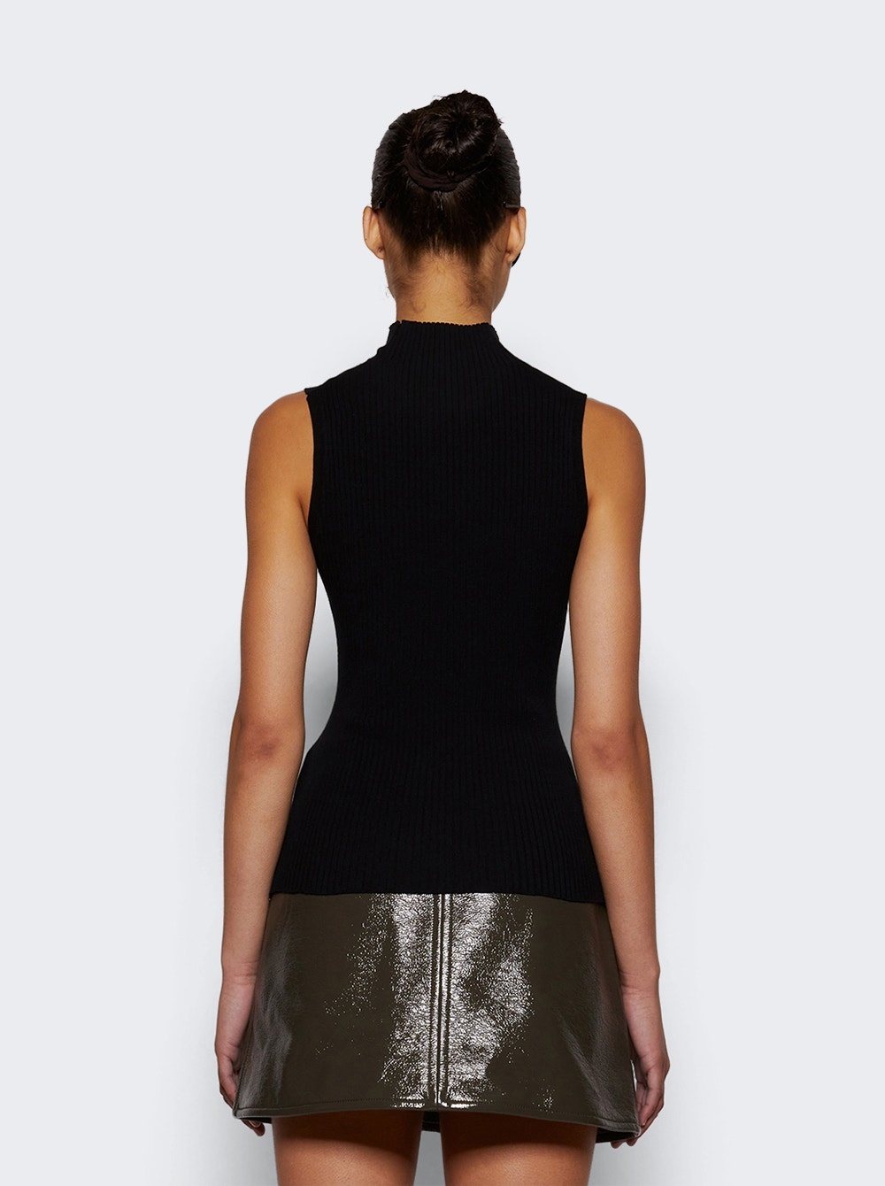 Contrast Frame Rib Knit Top Blanc And Noir - 5