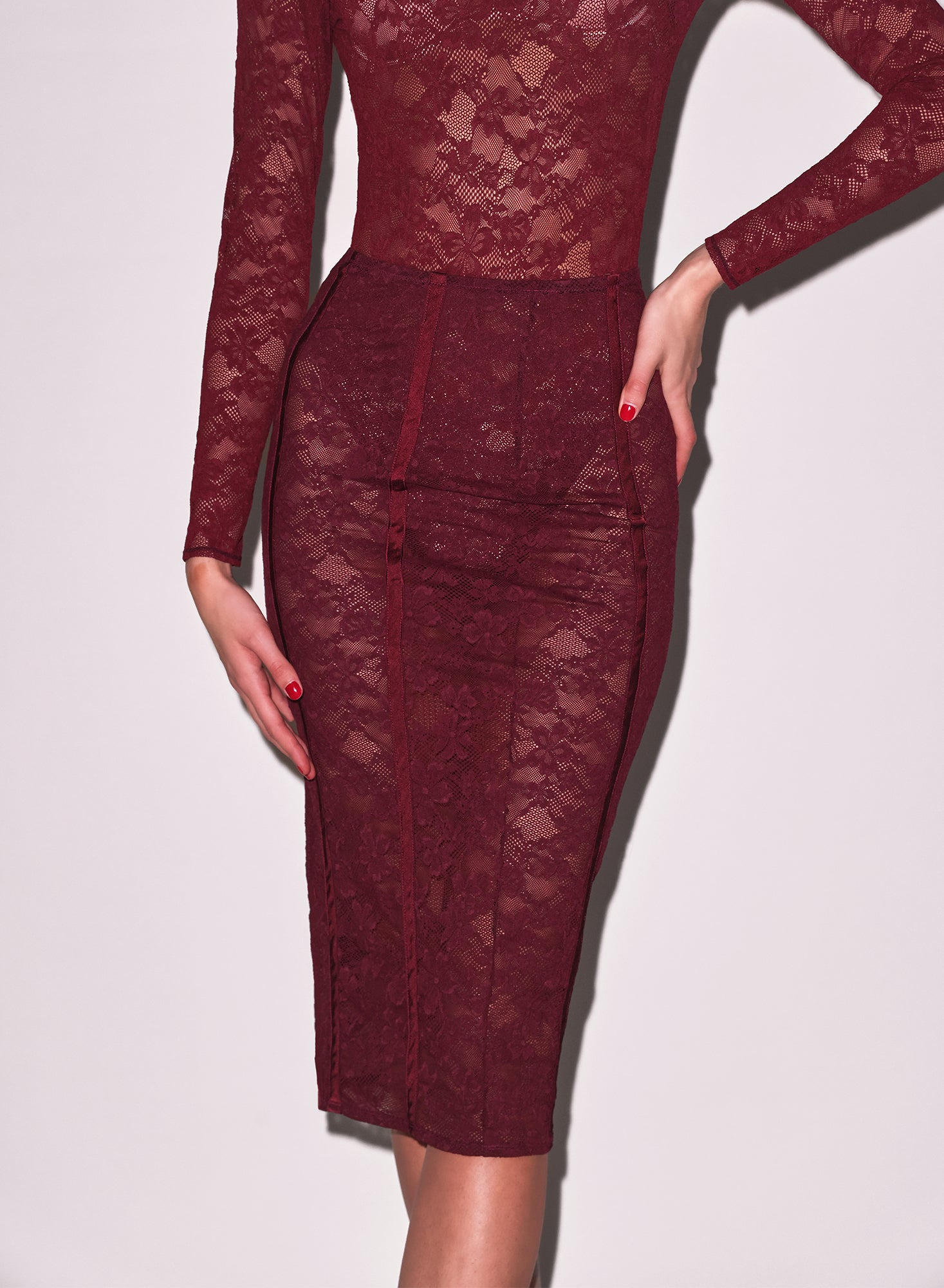 Le Stretch Lace Pencil Skirt - 3