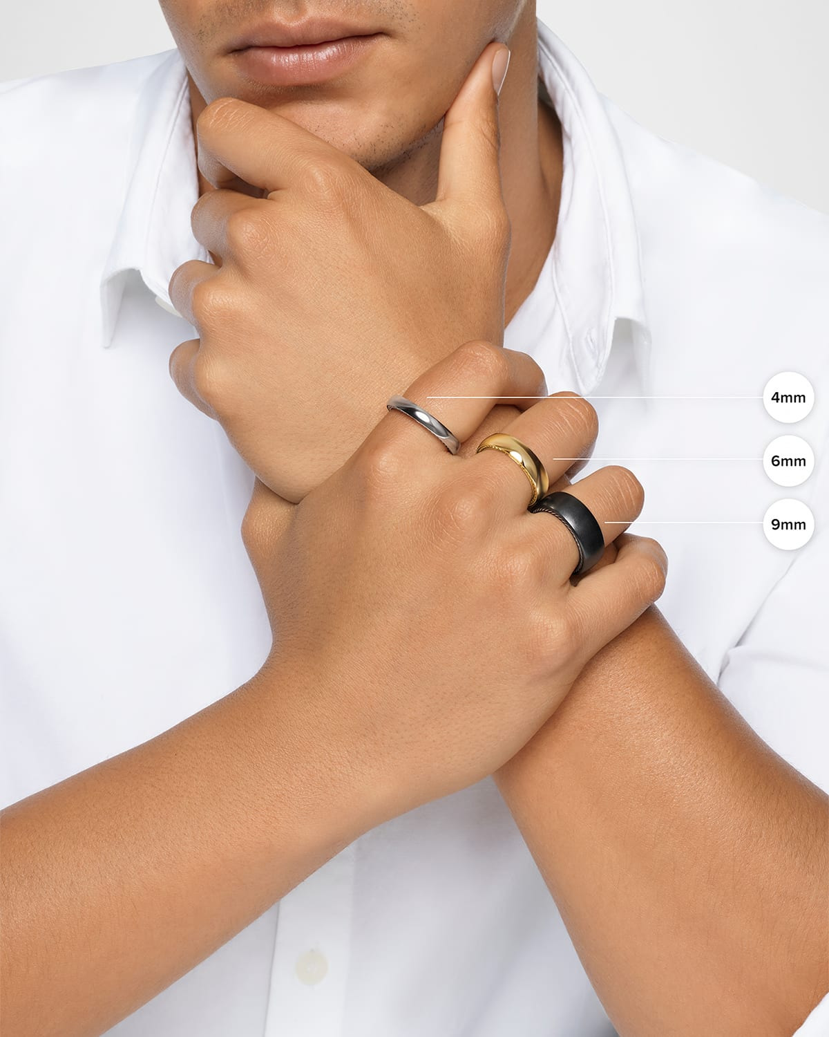 8mm Men's Cable Ring in Silver - 4