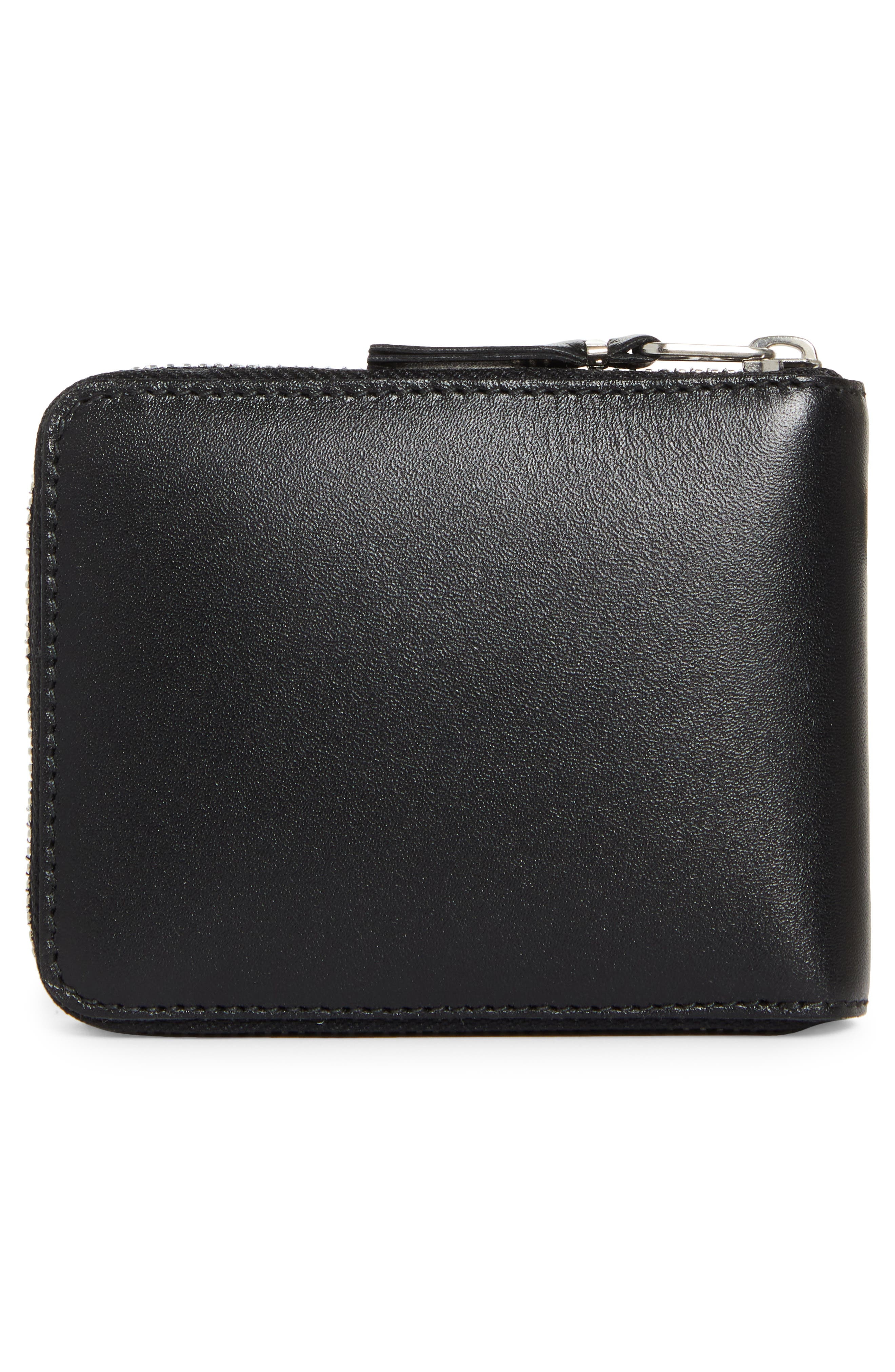 Comme des Garçons Wallets Small Eyelet Leather Half Zip Wallet in Black at Nordstrom - 4