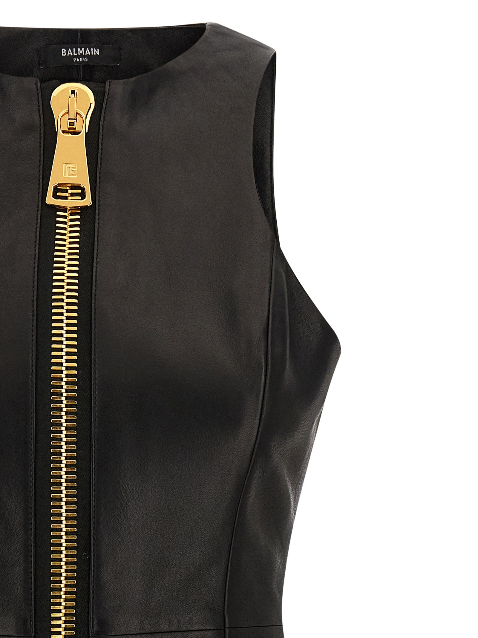 Maxi Zip Leather Dress Dresses Black - 3