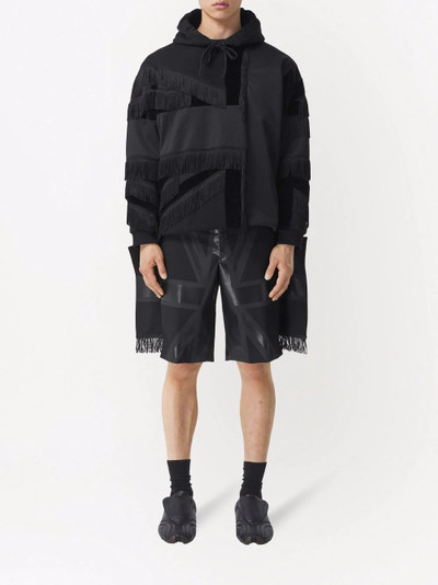 Burberry panelled fringed hoodie outlook