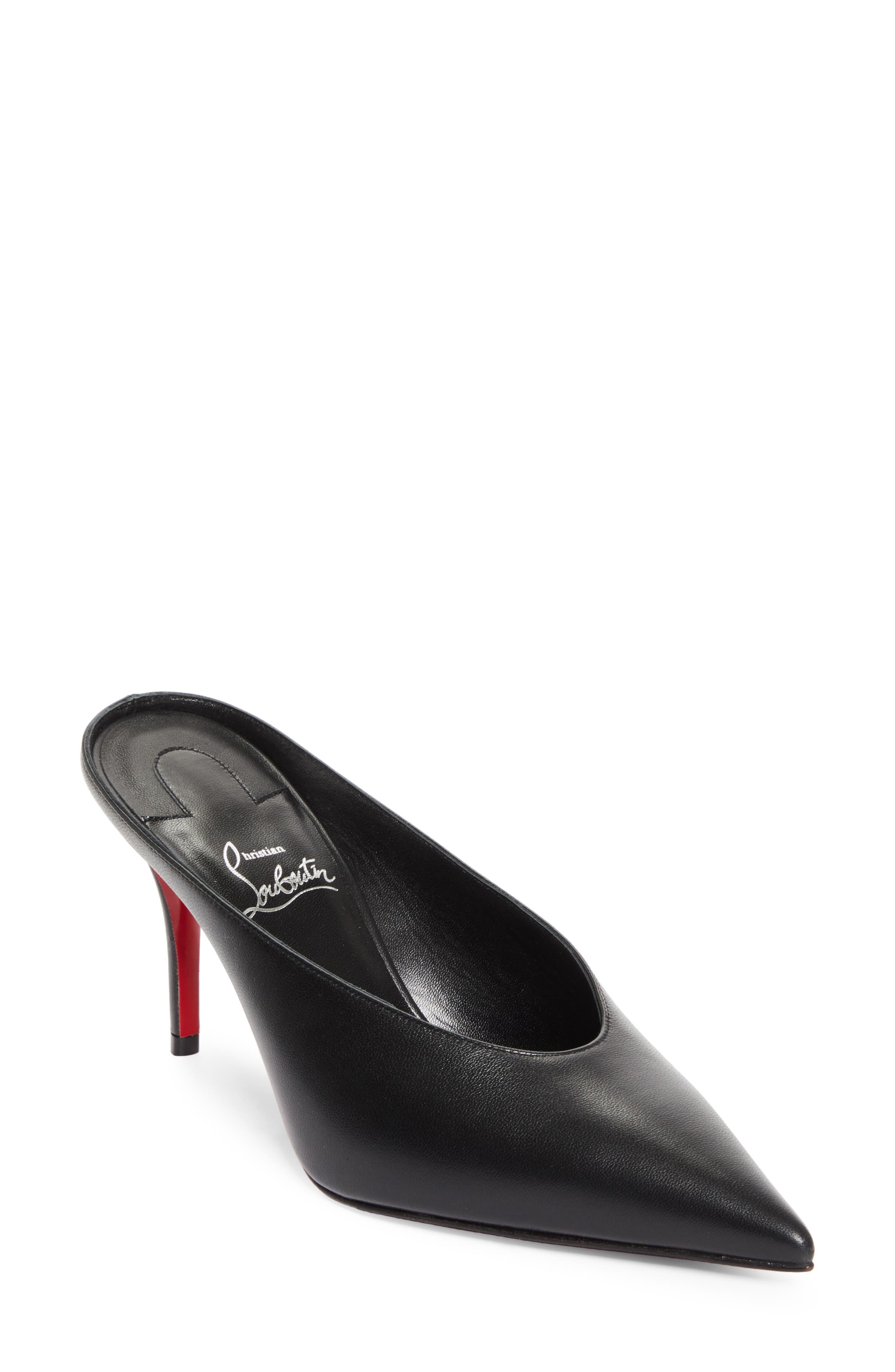 Christian Louboutin Miss Z Slimimule Pointed Toe Mule in Black/Lin Black at Nordstrom - 1