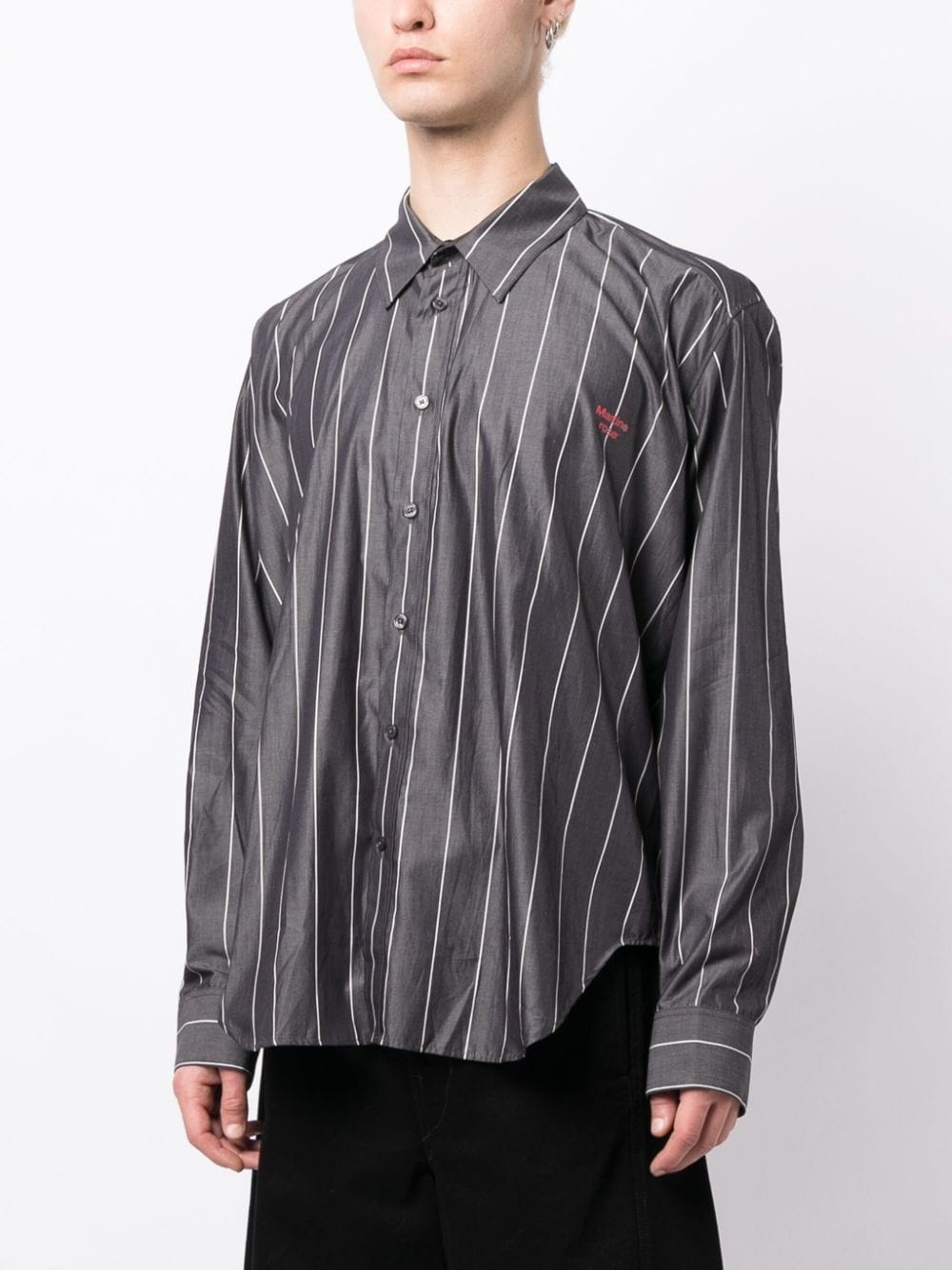 MARTINE ROSE WOVEN PULLED NECK SHIRT "WHITE" - 3