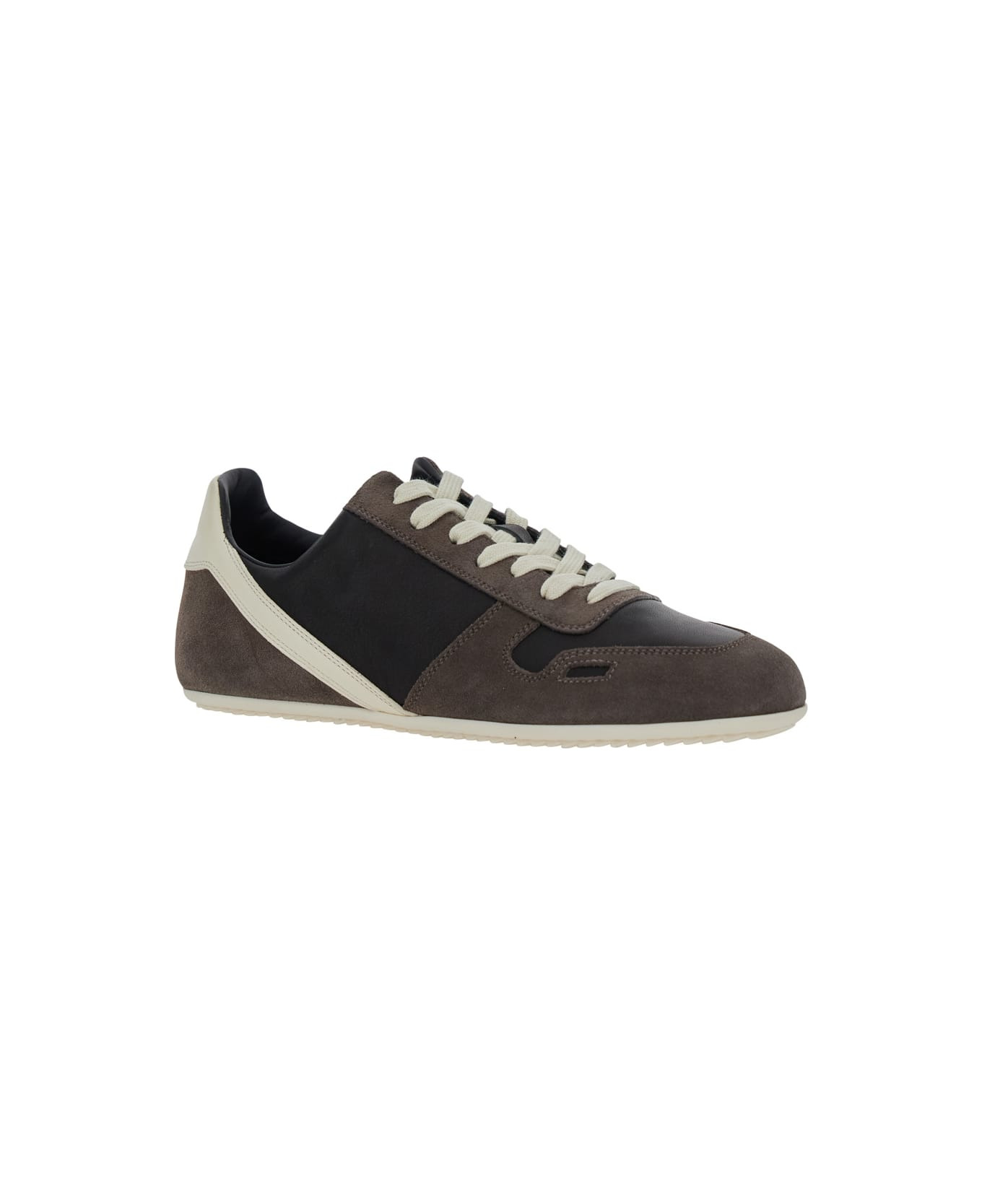 Black Low-top Sneakers With Suede Inserts In Leather Woman - 2