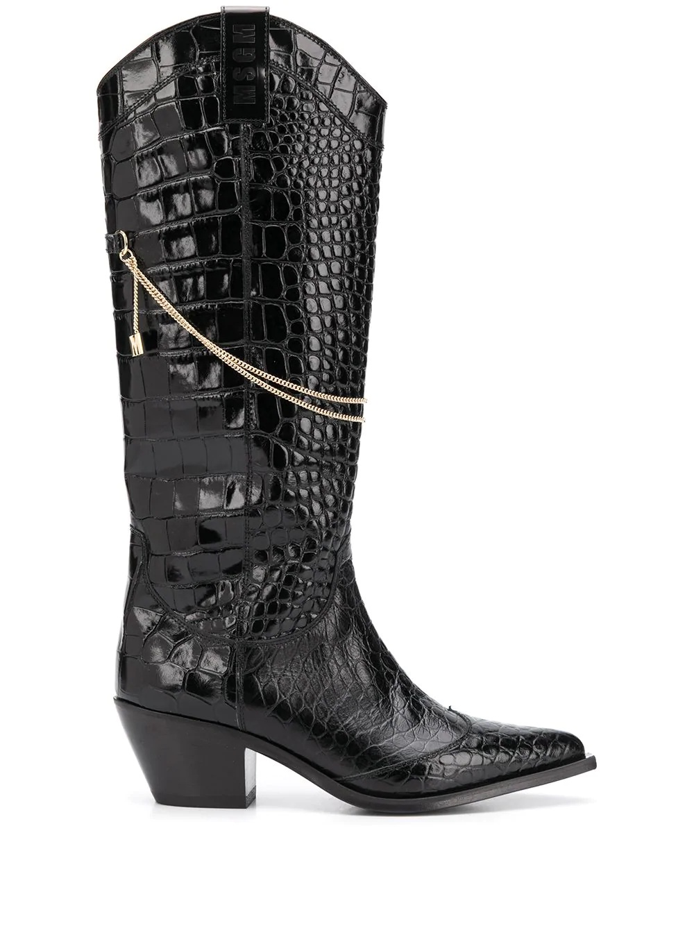 crocodile effect chain cowboy boots - 1