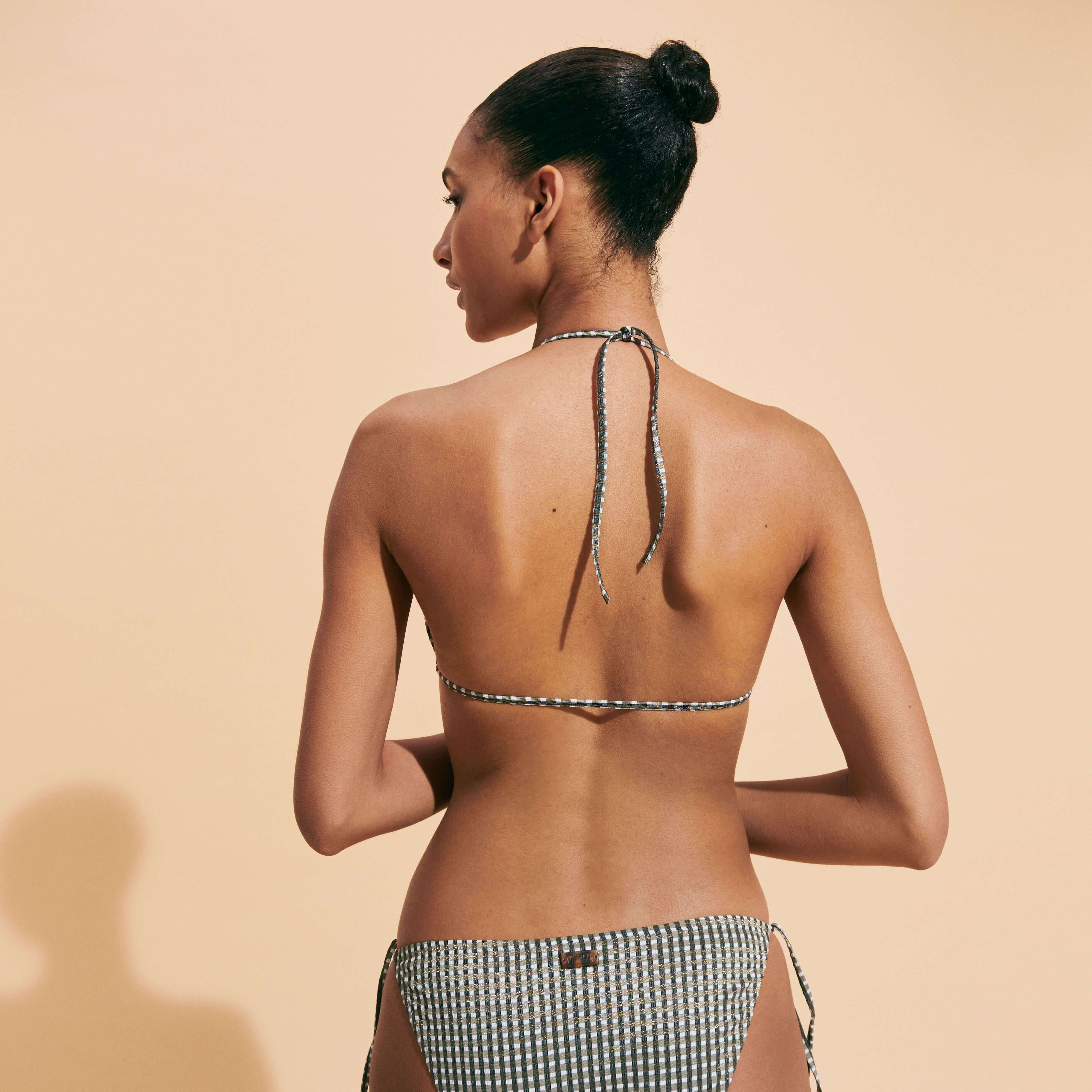 Women Triangle Bikini Top Pocket Checks - 4