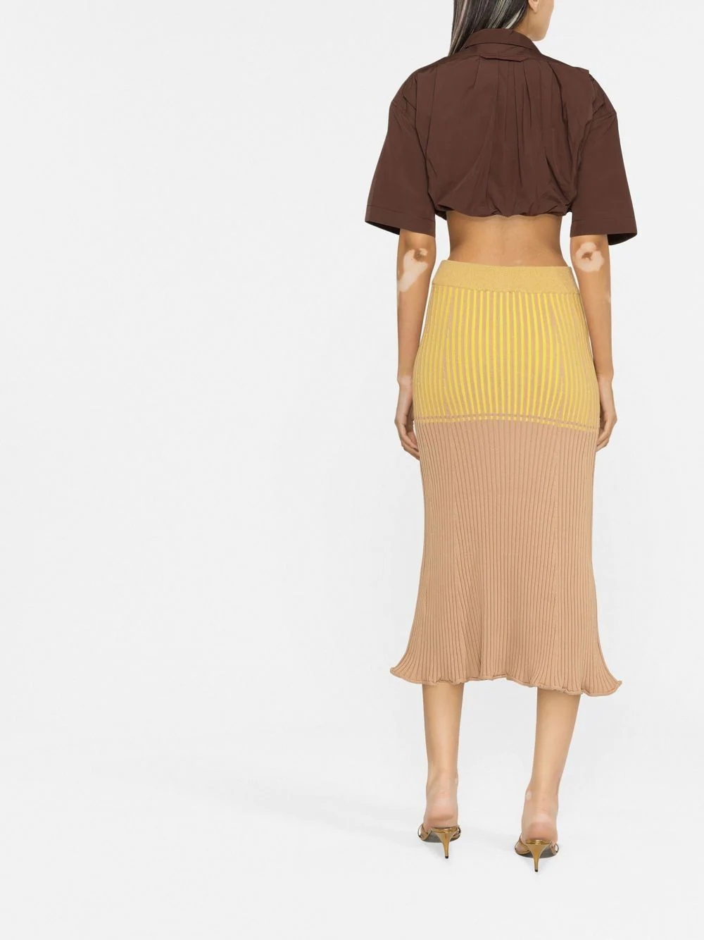panelled rib-detail midi skirt - 3