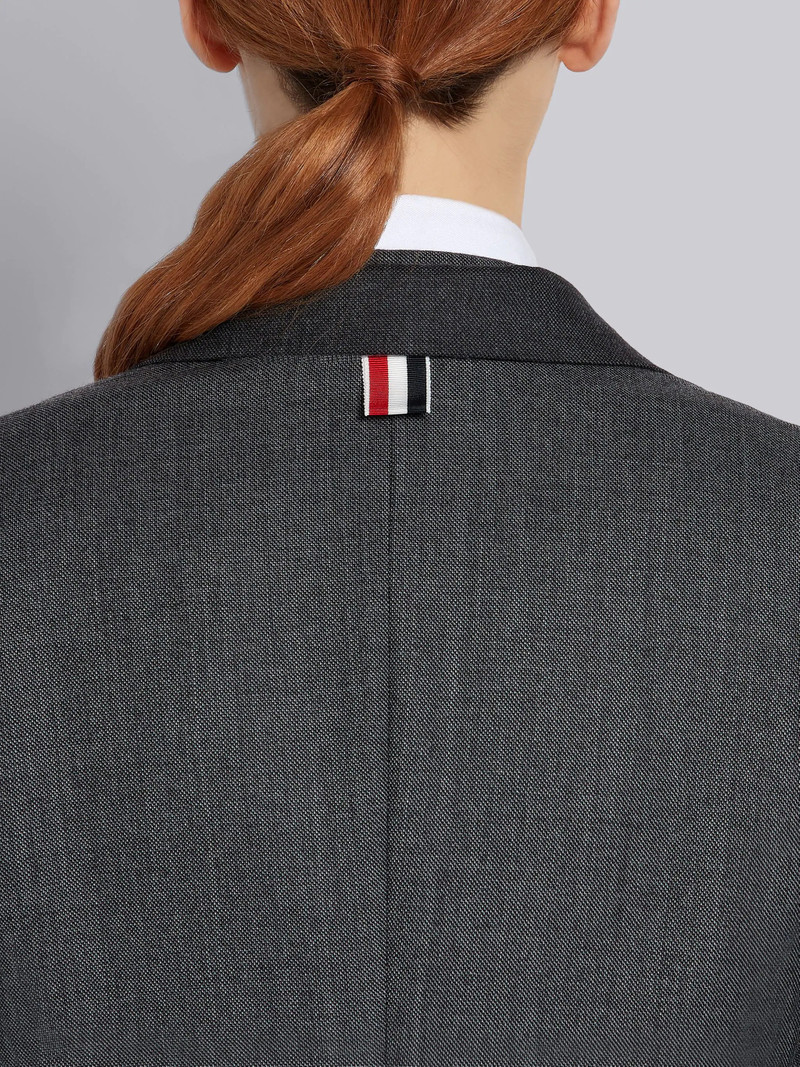 Medium Grey Combo Step Twill Wool Wide Lapel Overcoat 5