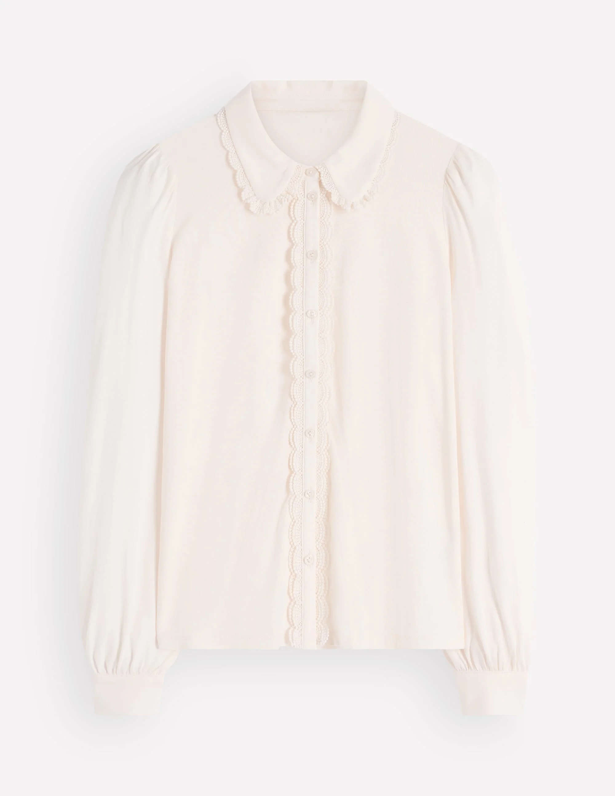 Lace Frill Blouse-Ivory - 1