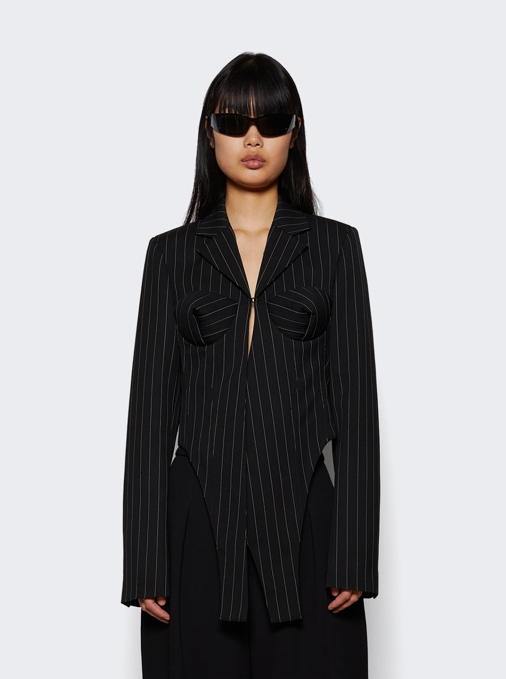 Tailoring Jacket With Corset Details Black And White - 2