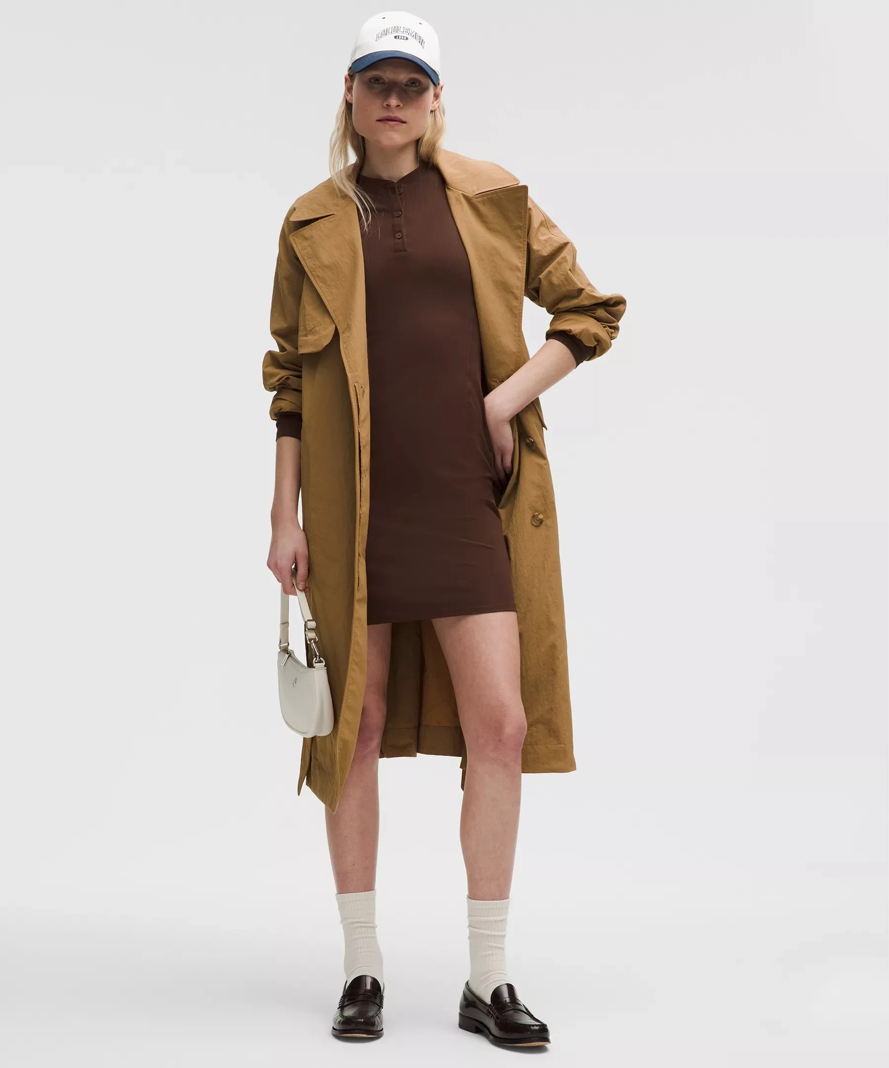 All Aligned Ribbed Long-Sleeve Henley Dress - 1