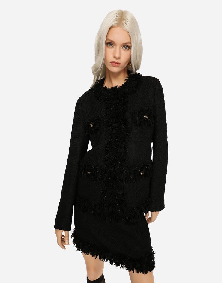Single-breasted bouclé jacket - 4