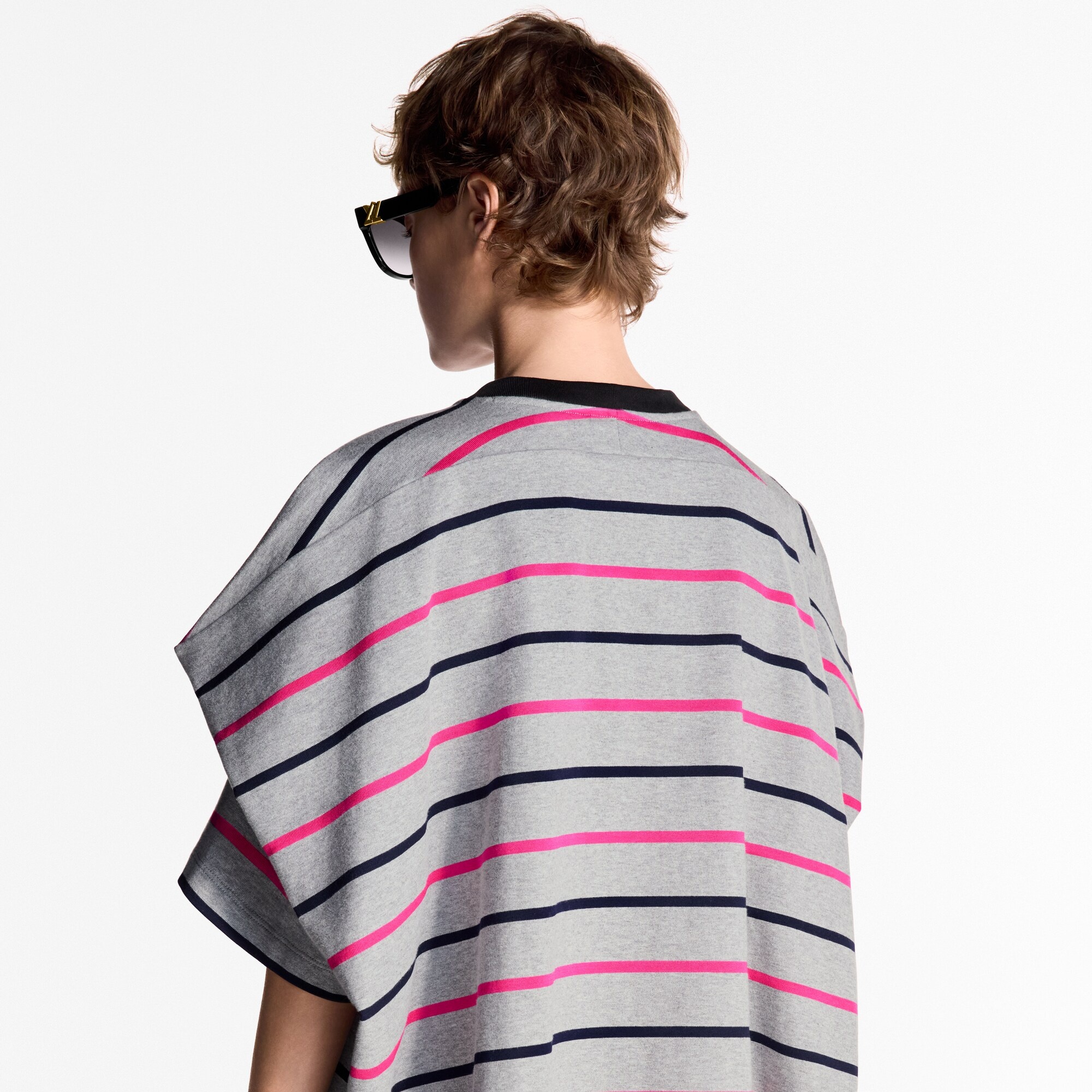 Striped Boxy Shoulder T-Shirt - 5