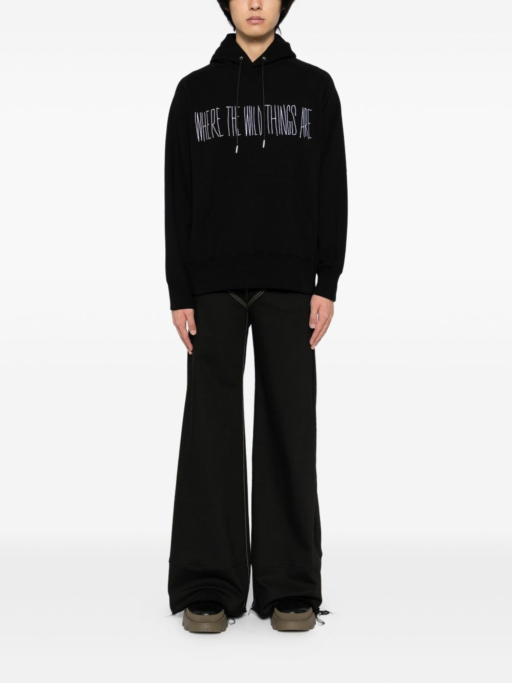 slogan-embroidered hoodie - 2