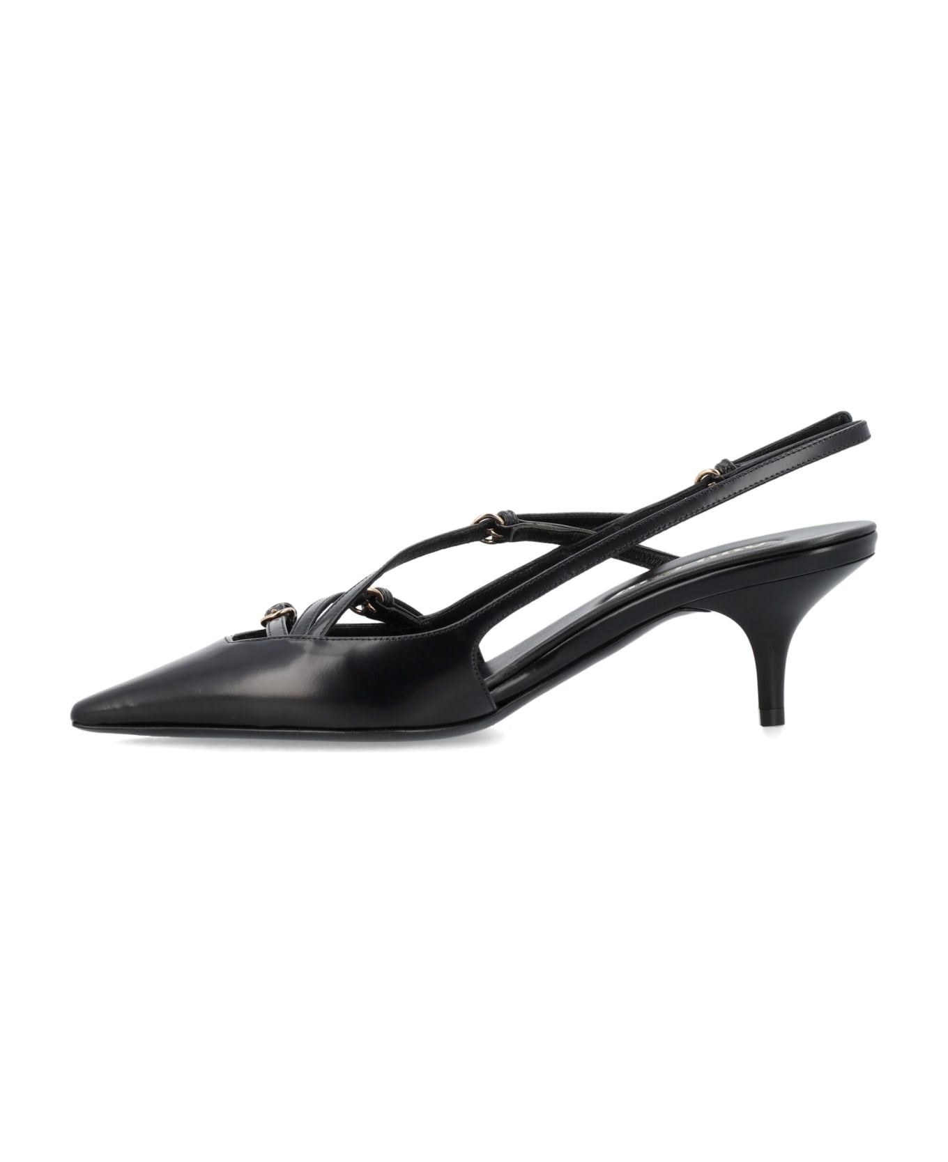 Brushed Leather Slingbacks With Buckles - 3