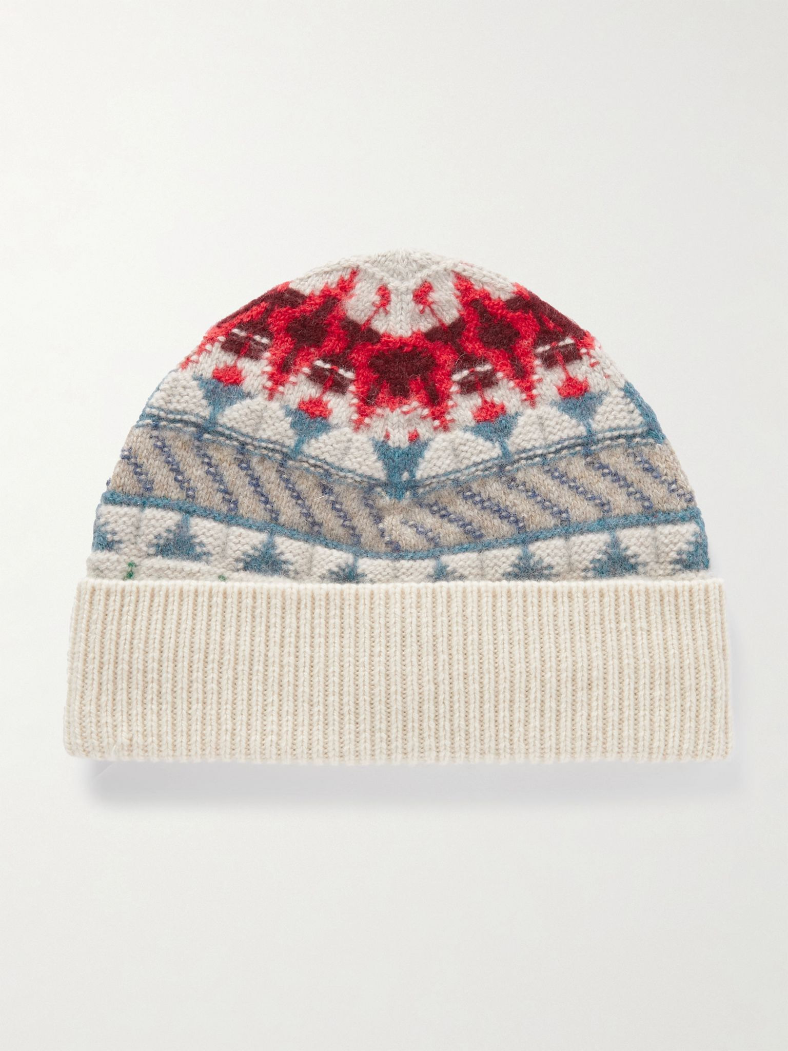 Noel ribbed jacquard-knit cashmere beanie Multi - 1