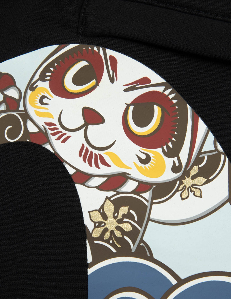 LUCKY CAT AND TAIKO DARUMA-PATTERN DAICOCK PRINT SWEAT SHORTS 7