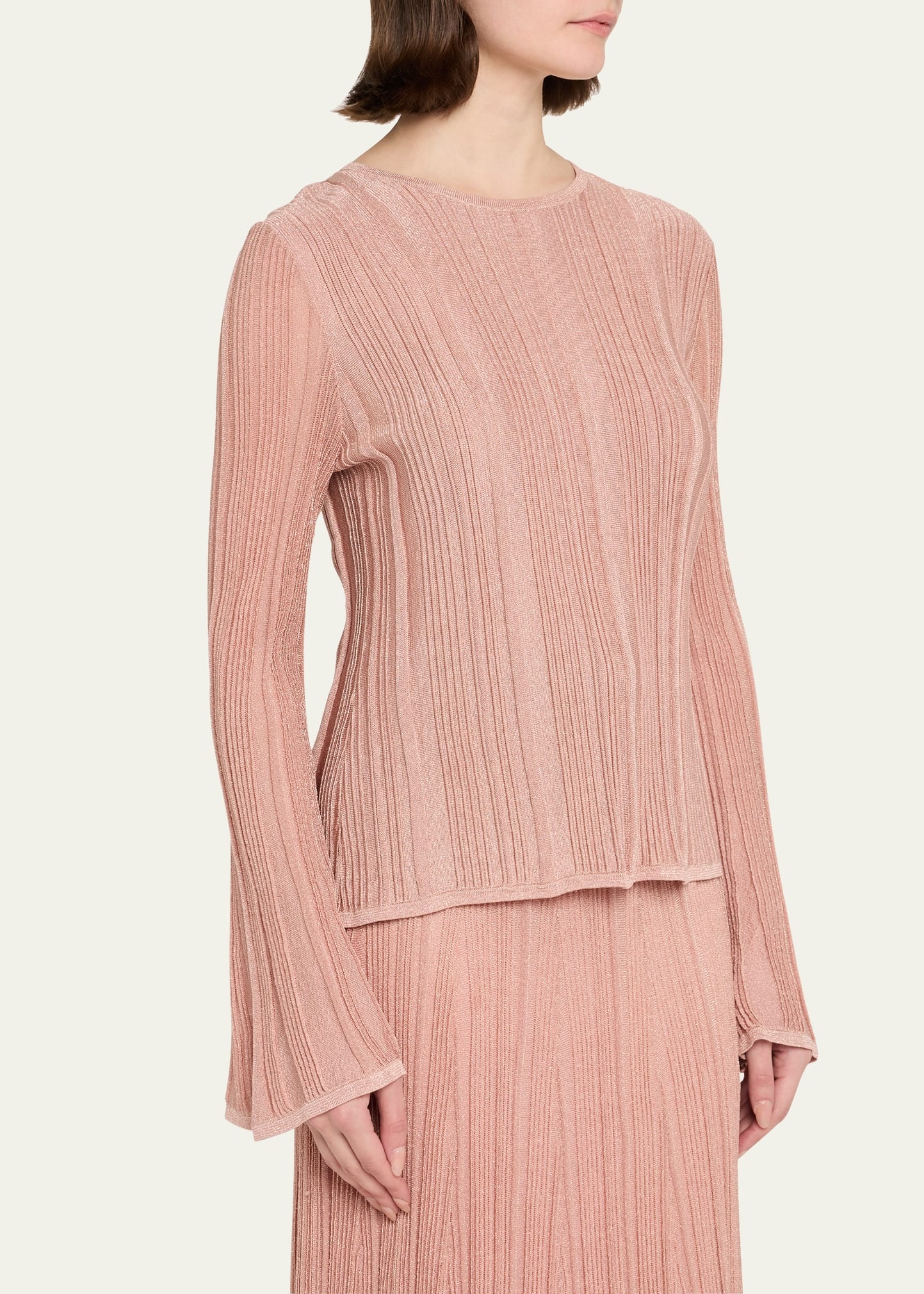 Lucky Long-Sleeve Metallic Top - 4