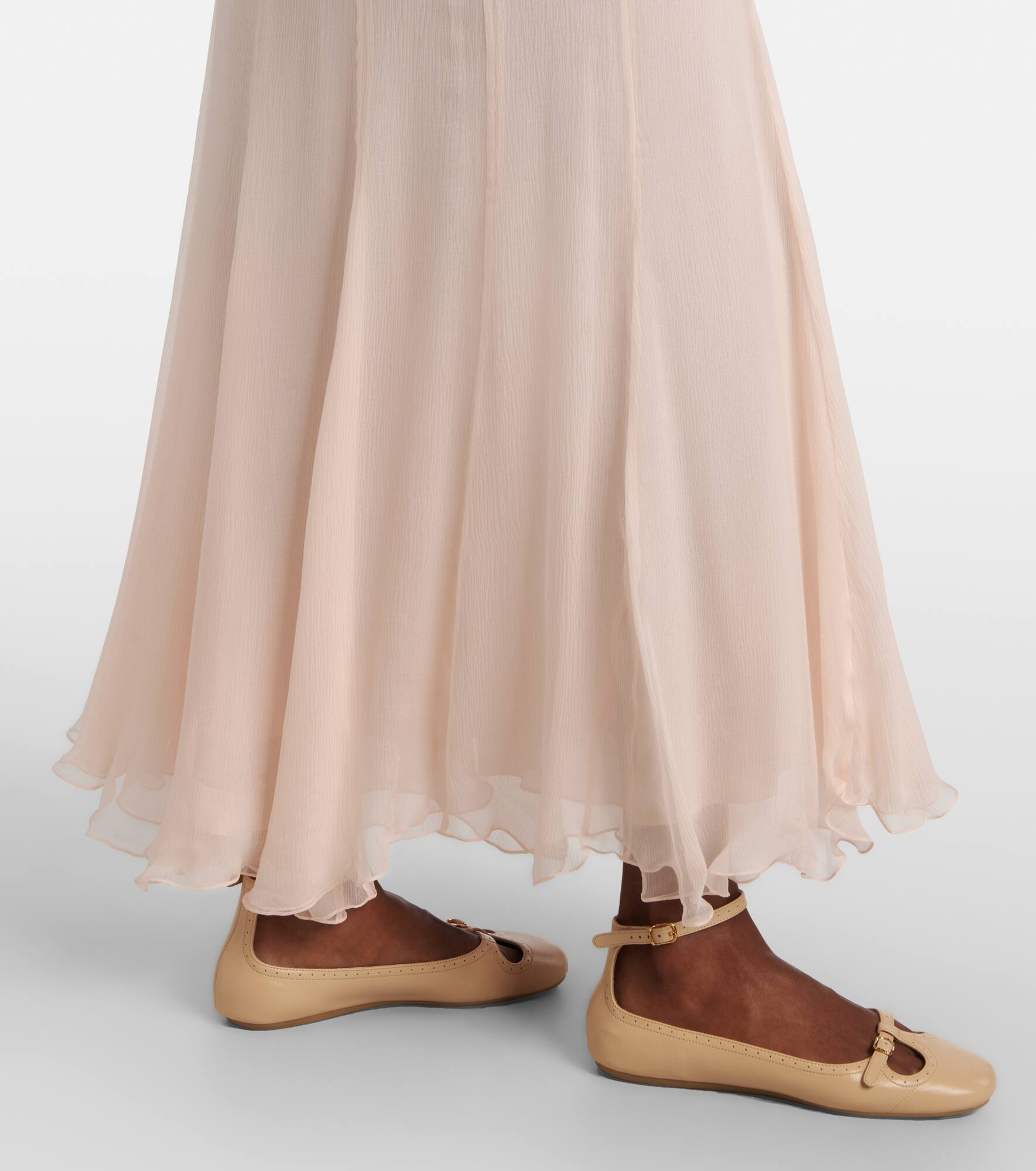 Pleated silk muslin maxi skirt - 5
