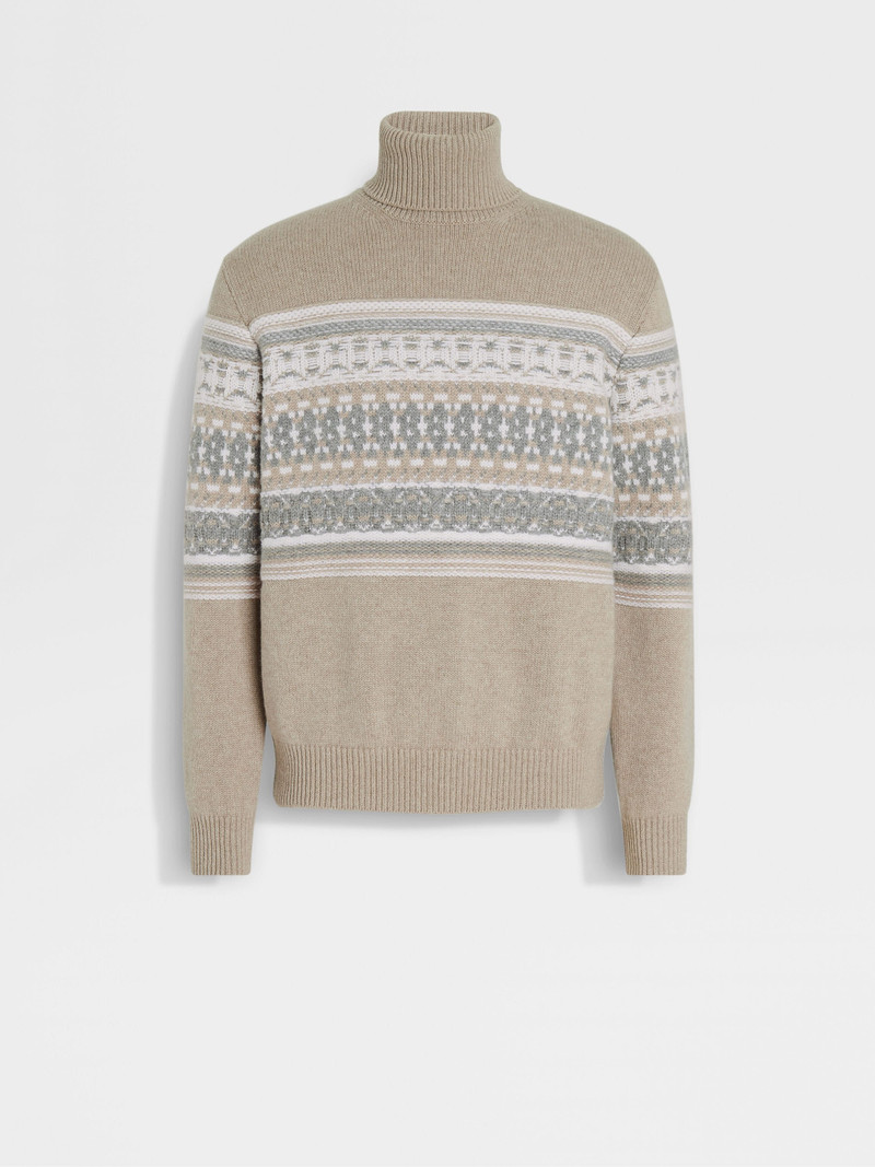 LIGHT TAUPE OASI CASHMERE TURTLENECK - 1