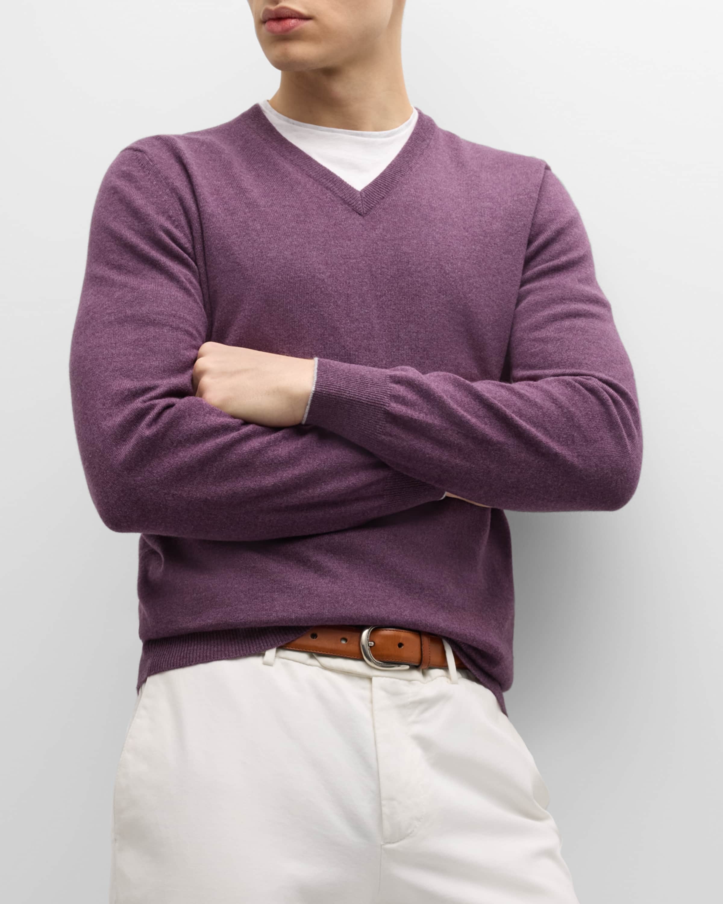 Men's Cashmere V-Neck Sweater - 4