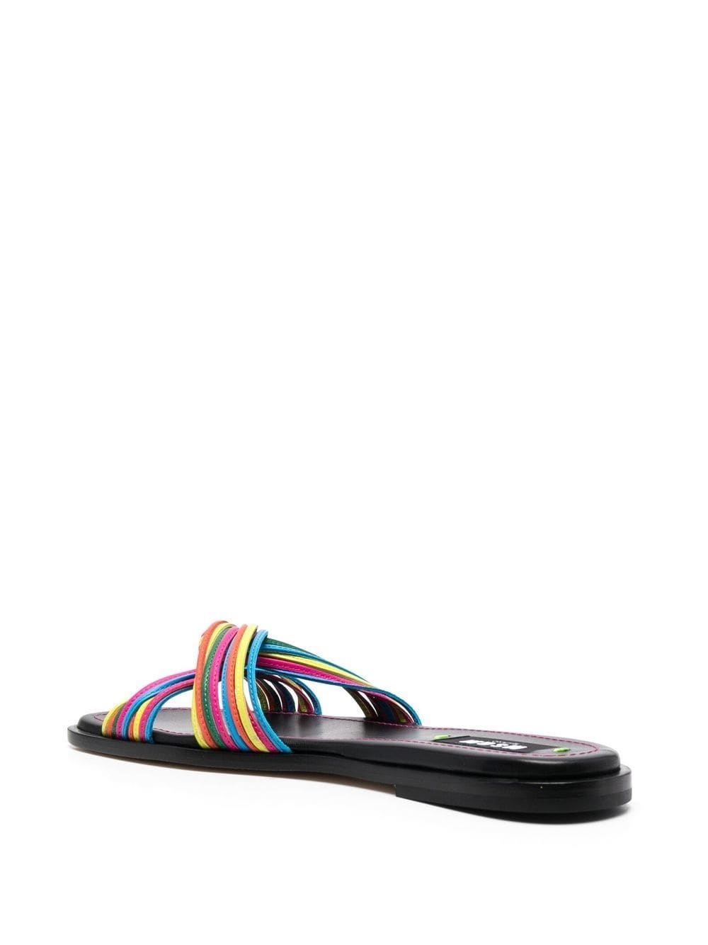 multi-straps leather slippers - 3