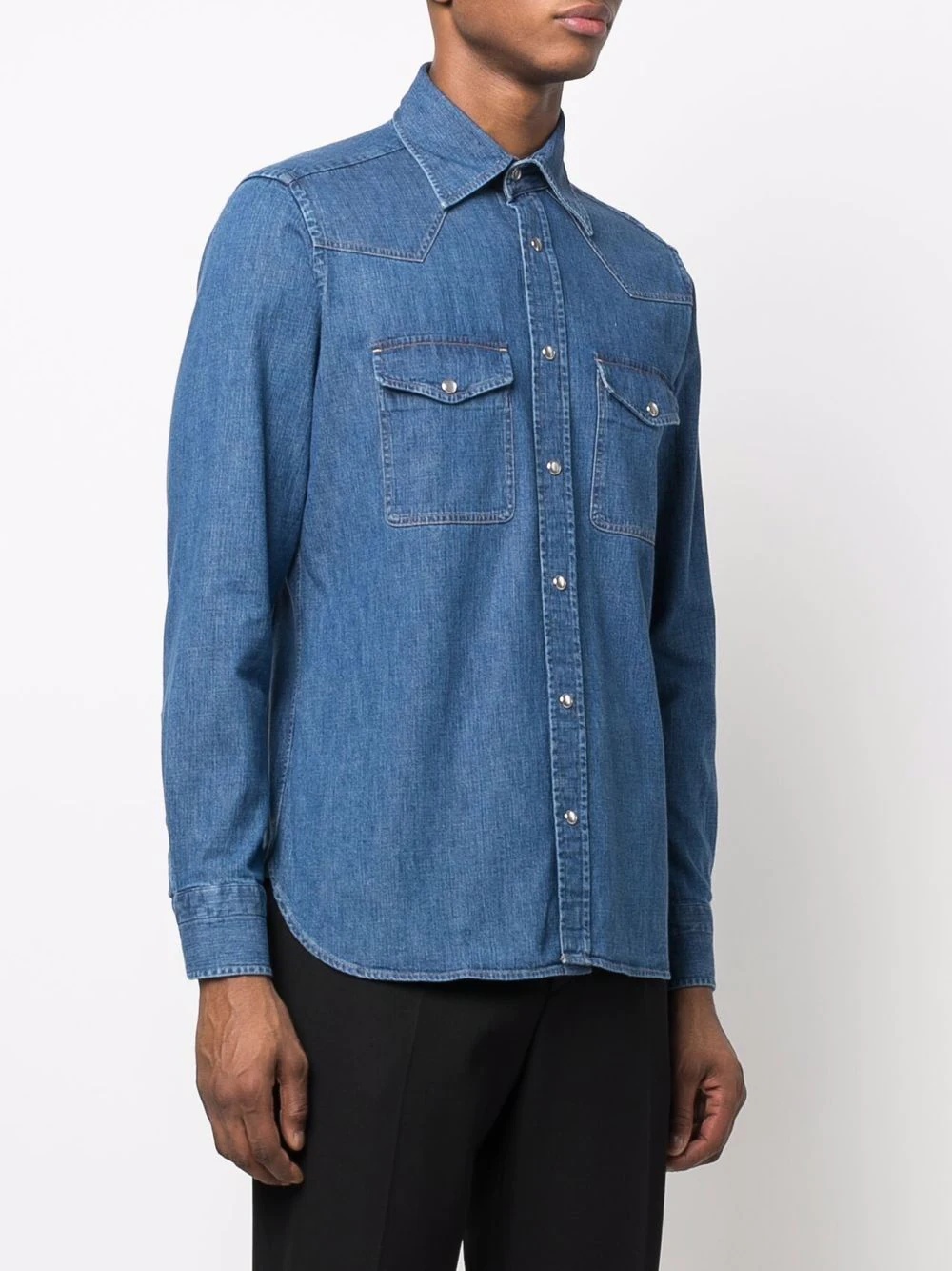 long-sleeved denim shirt - 3