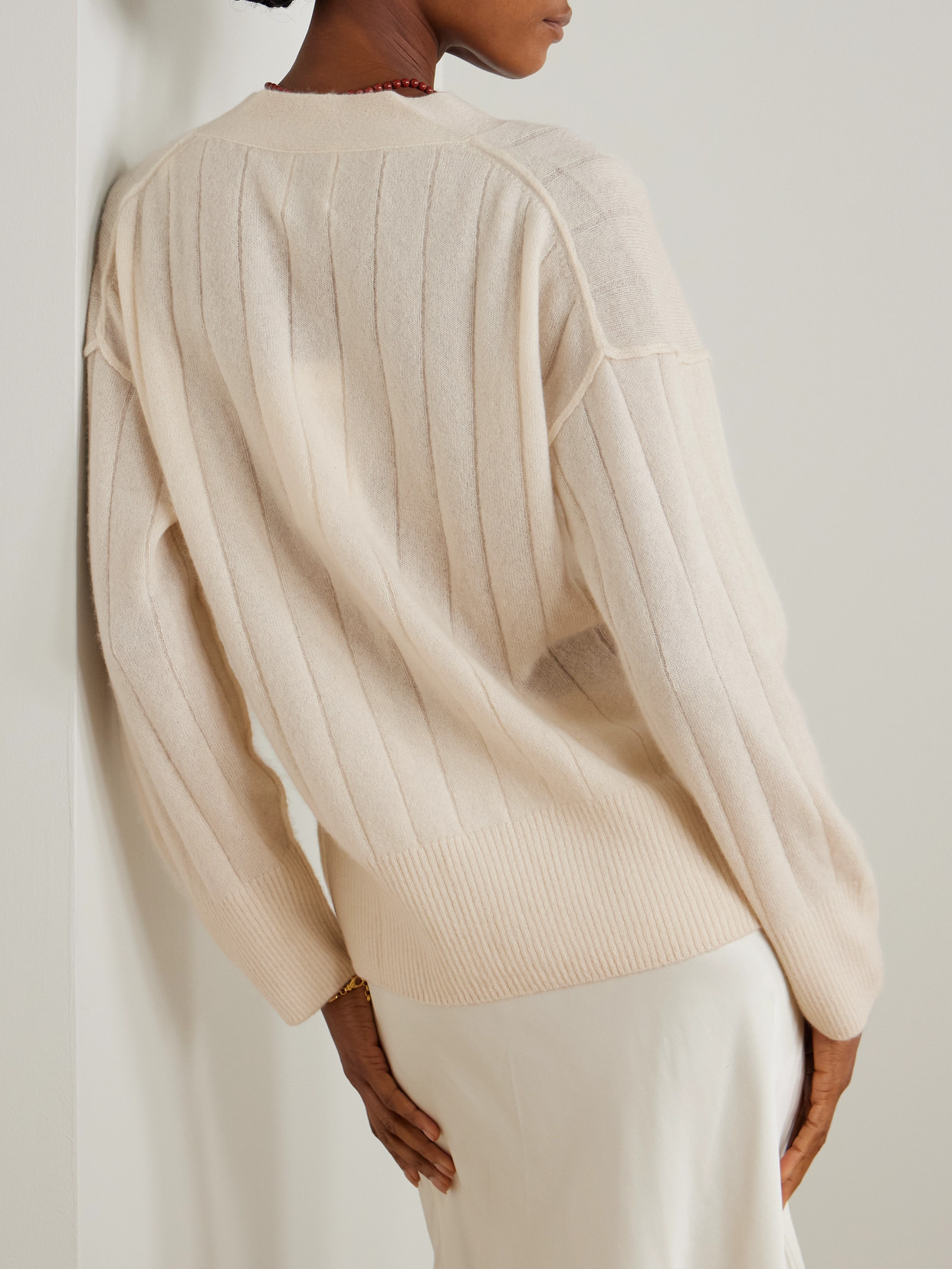 Ribbed Cashmere And Silk-blend Cardigan - 3