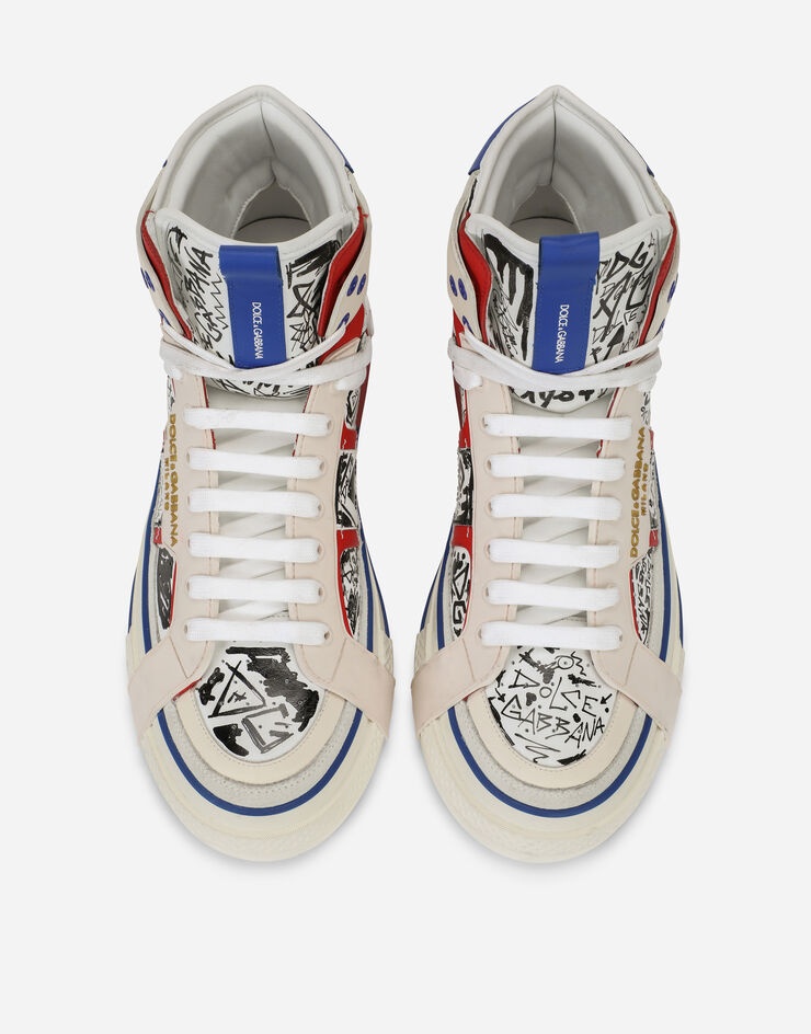 Calfskin Custom 2.Zero high-top sneakers with graffiti print - 4