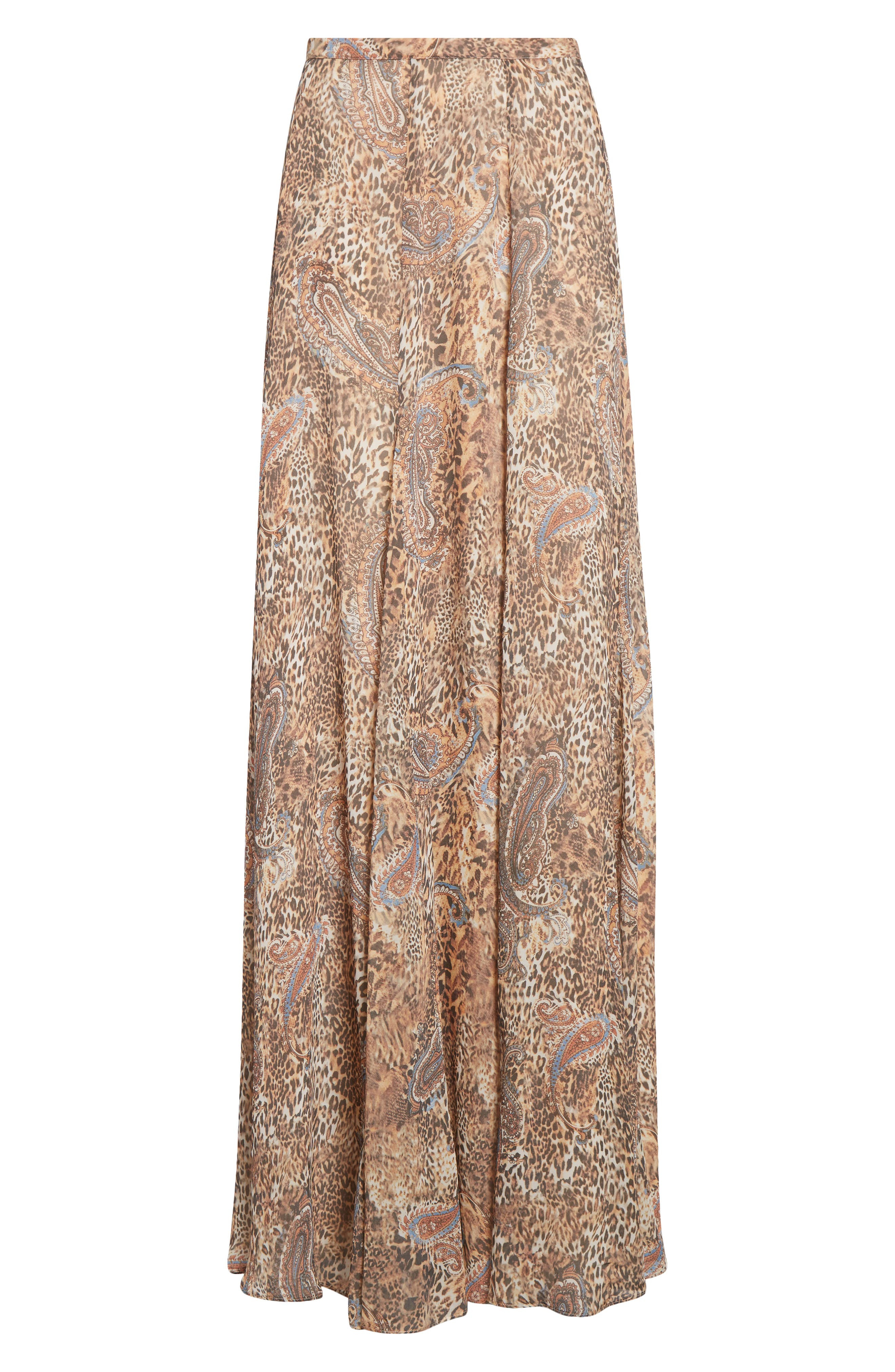 L'AGENCE Patricia Print Maxi Skirt in Brown/Blue Valencia Leopard at Nordstrom - 6