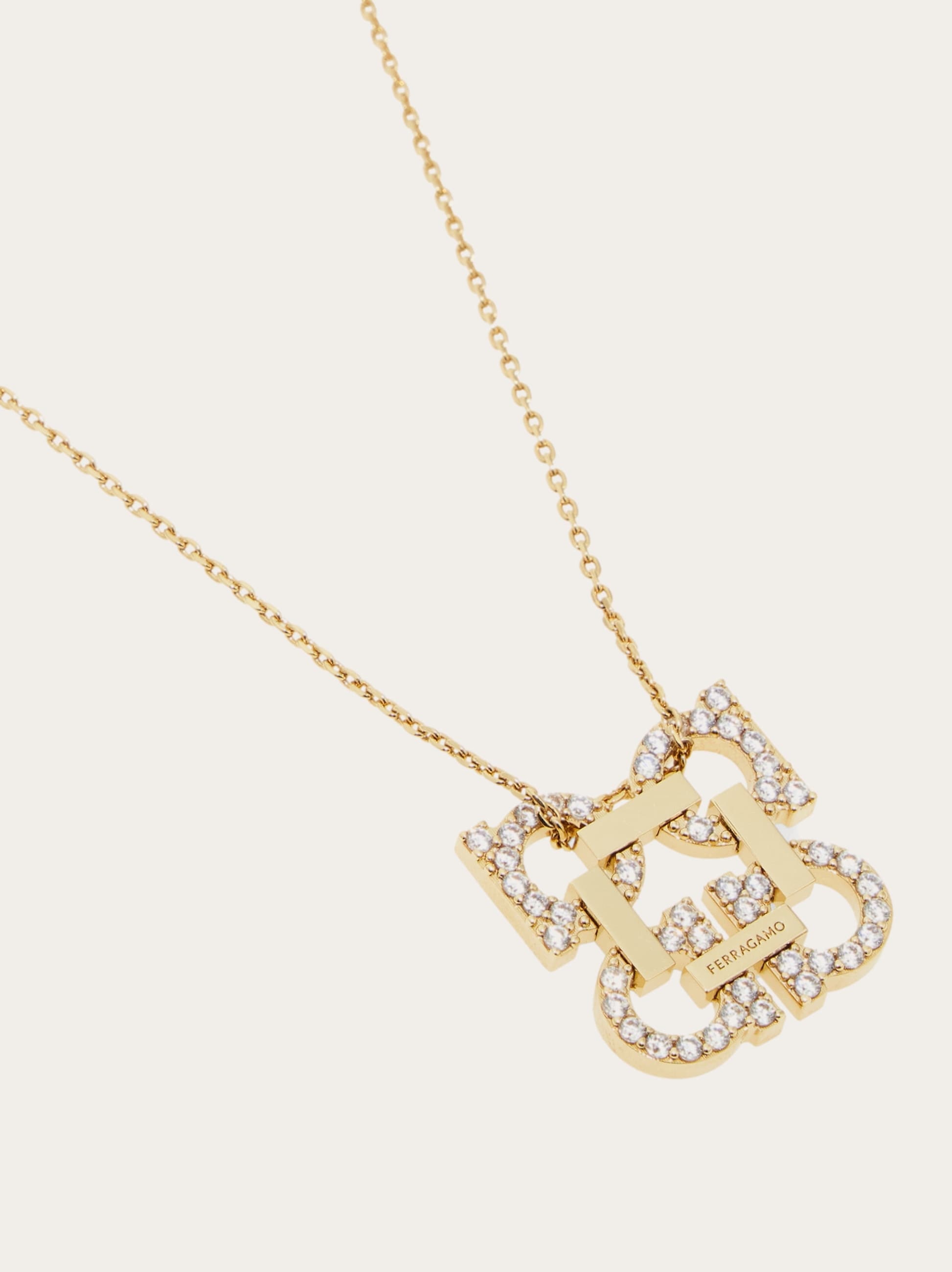 Crystal embellished four Gancini pendant necklace - 2