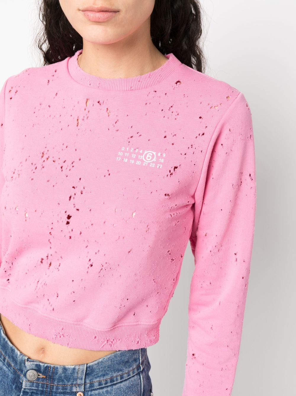 distressed logo-print sweatshirt - 5