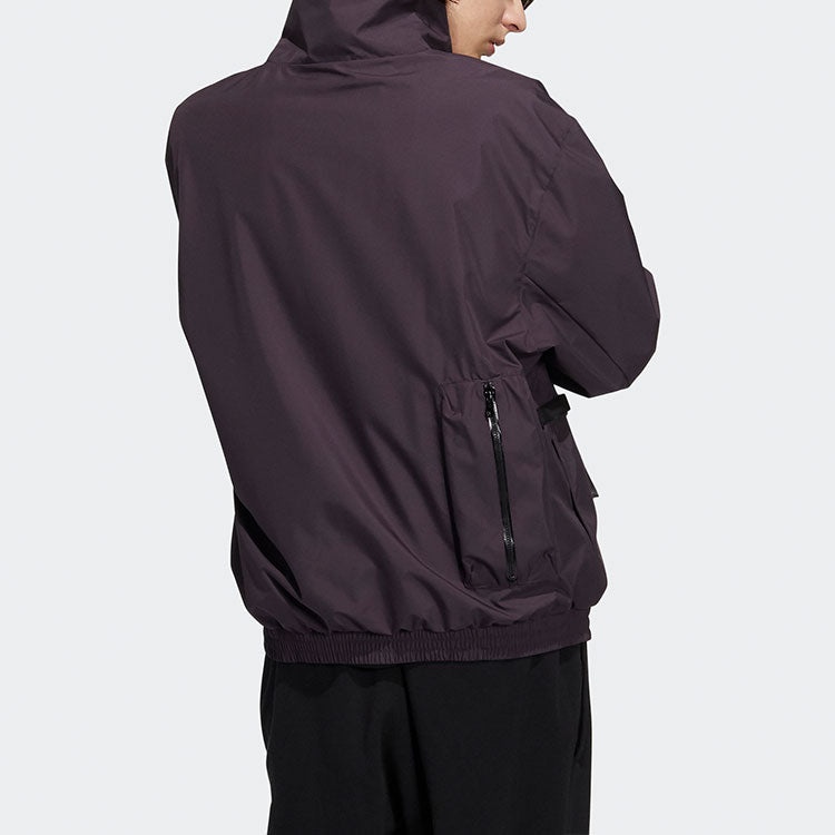 Men's adidas originals 3D Pocket Logo Outdoor Cardigan Woven Stand Collar Jacket Purple H58065 - 3