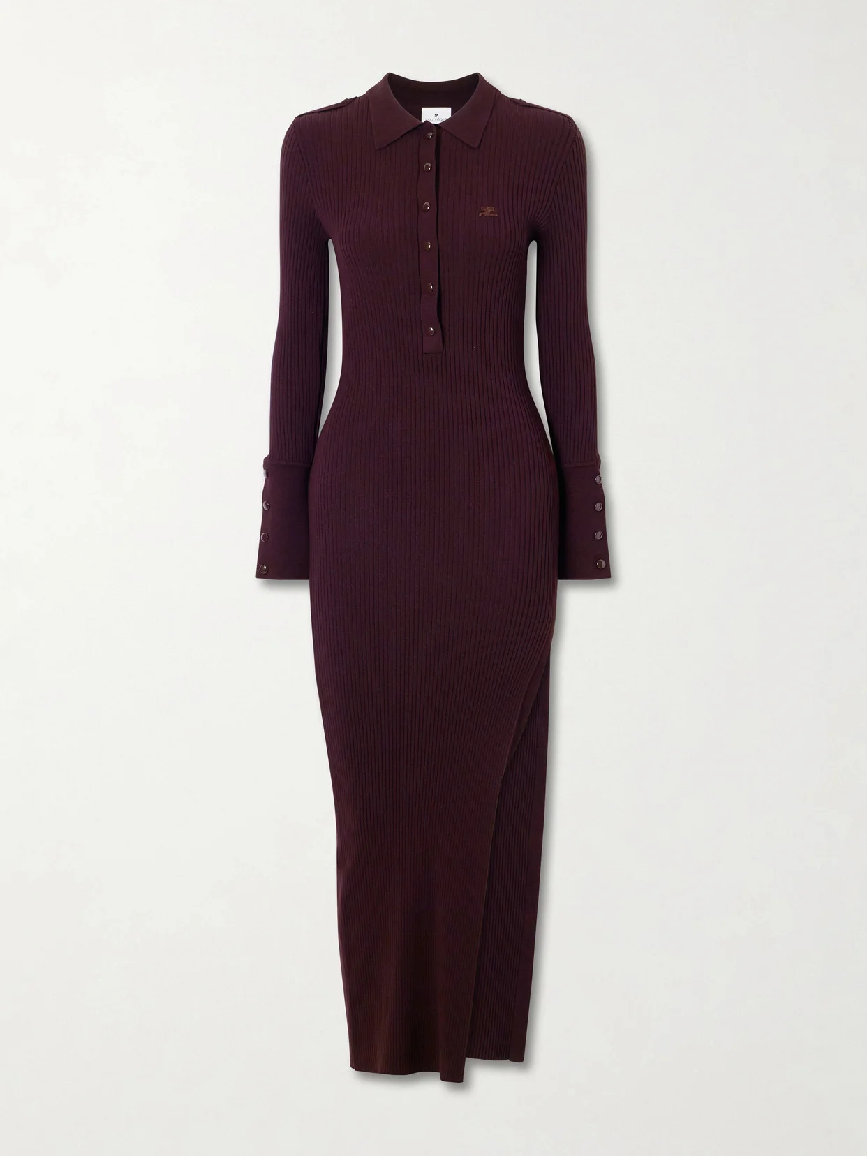 Logo-embroidered Ribbed Polo Midi Dress - 1