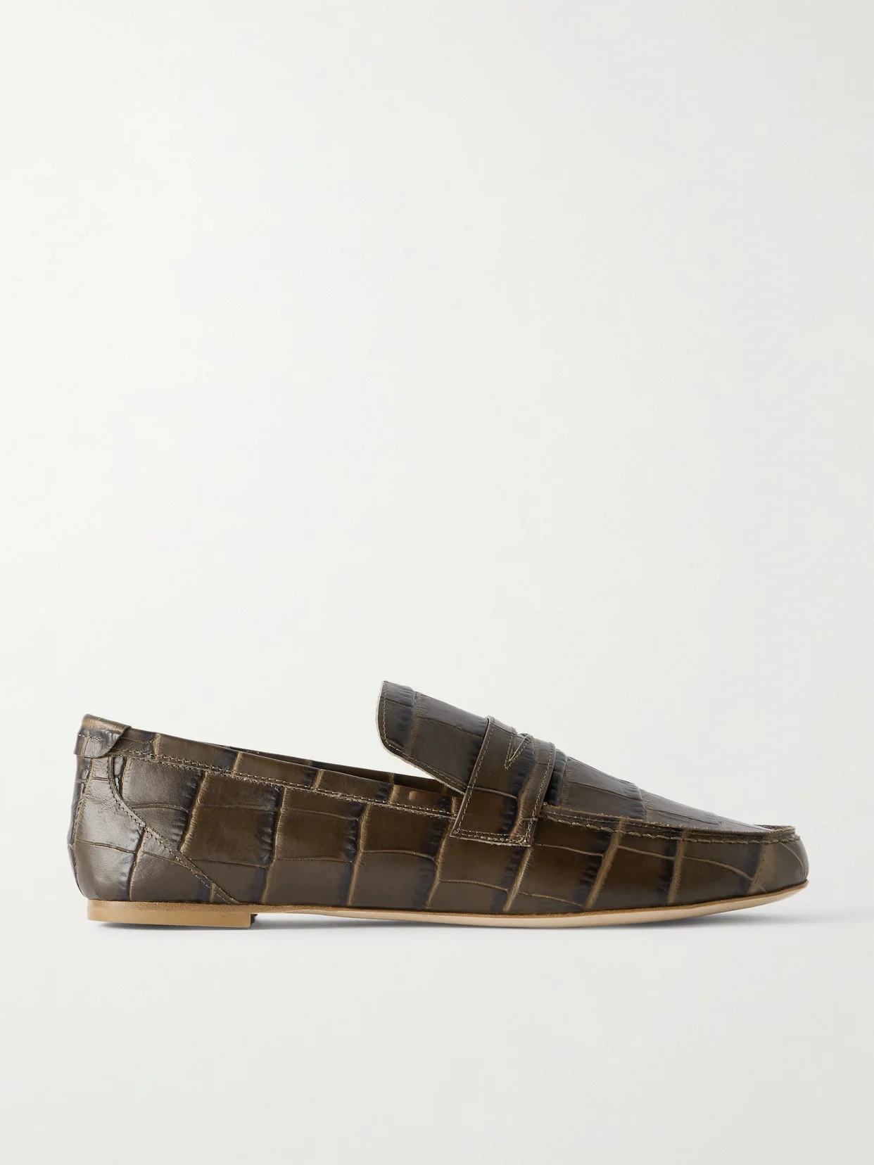 The Penny Croc-effect Leather Loafers - 1