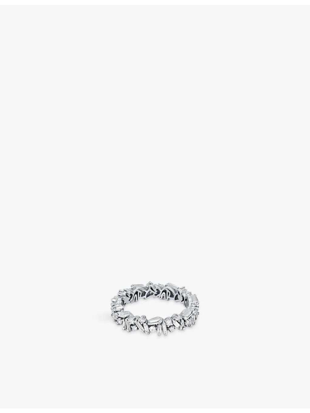 Icon 18ct white-gold 0.27ct brilliant-cut diamond and 0.54ct baguette diamond eternity ring - 1