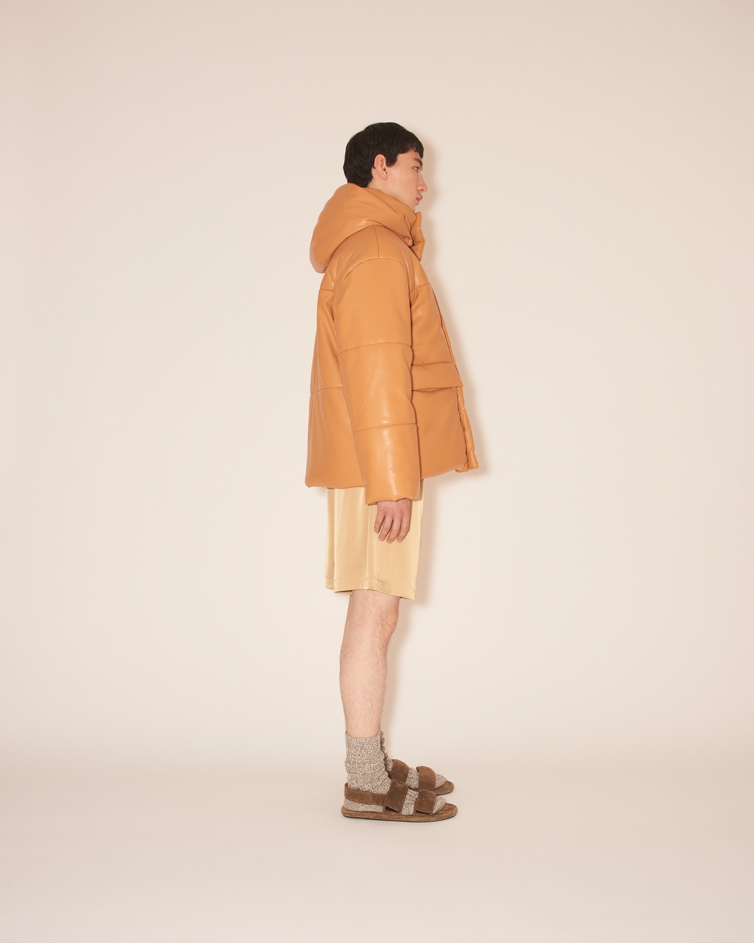 HIDE MENS - OKOBOR™ alt-leather hooded puffer - Tan - 3