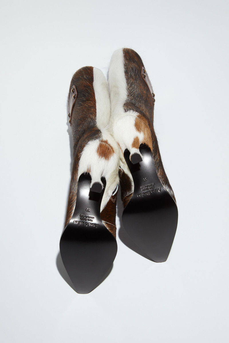 Hairy leather ankle boot - Multi brown 4