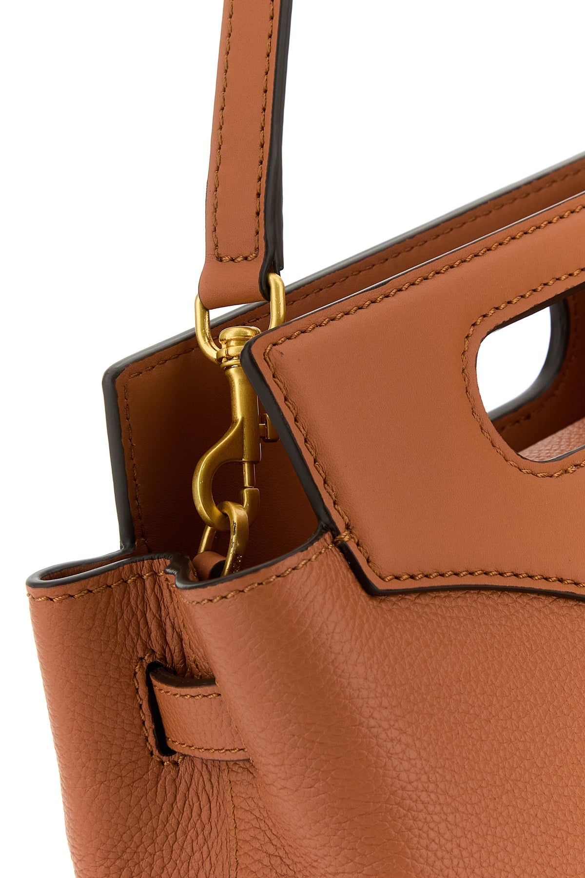 Caramel leather mini Soft Diamond handbag - 4