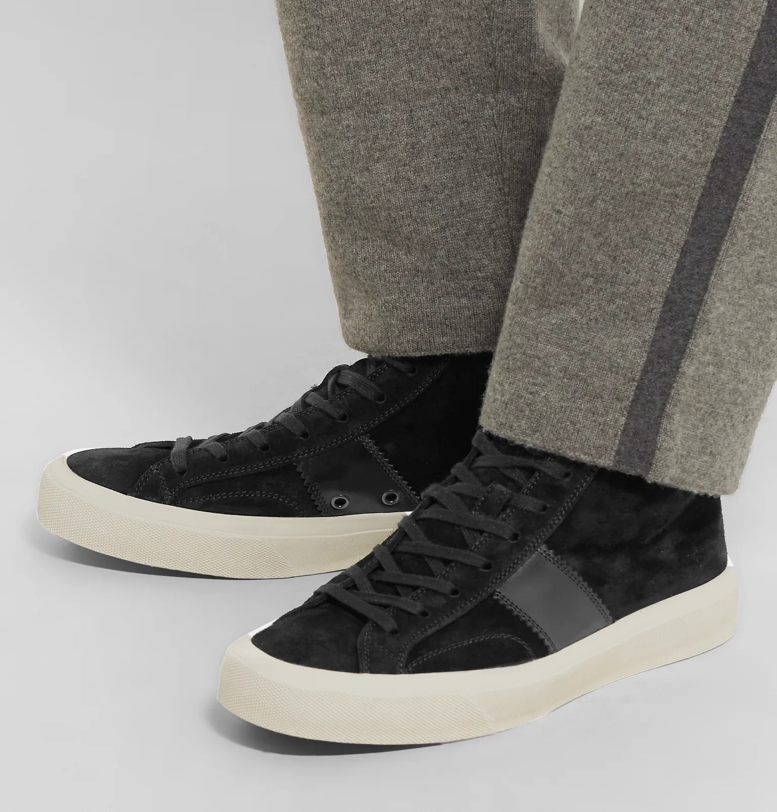 Cambridge Leather-Trimmed Suede High-Top Sneakers - 12