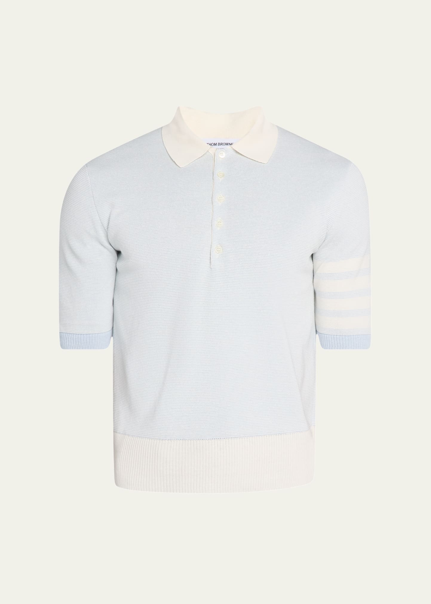Men's Linen and Cotton Stripe-Sleeve Polo Shirt - 1