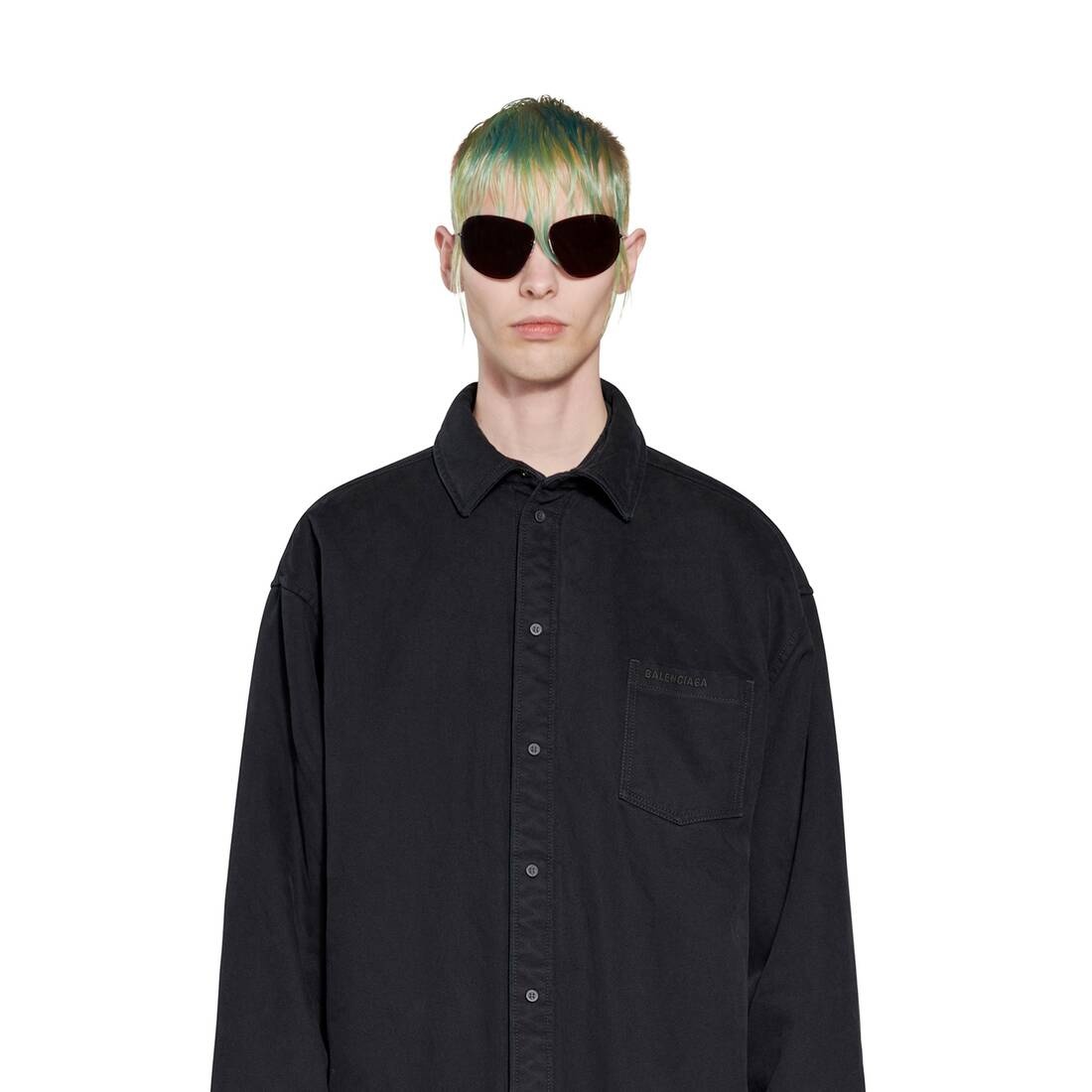 Men's Balenciaga Padded Shirt Large Fit in Black - 5
