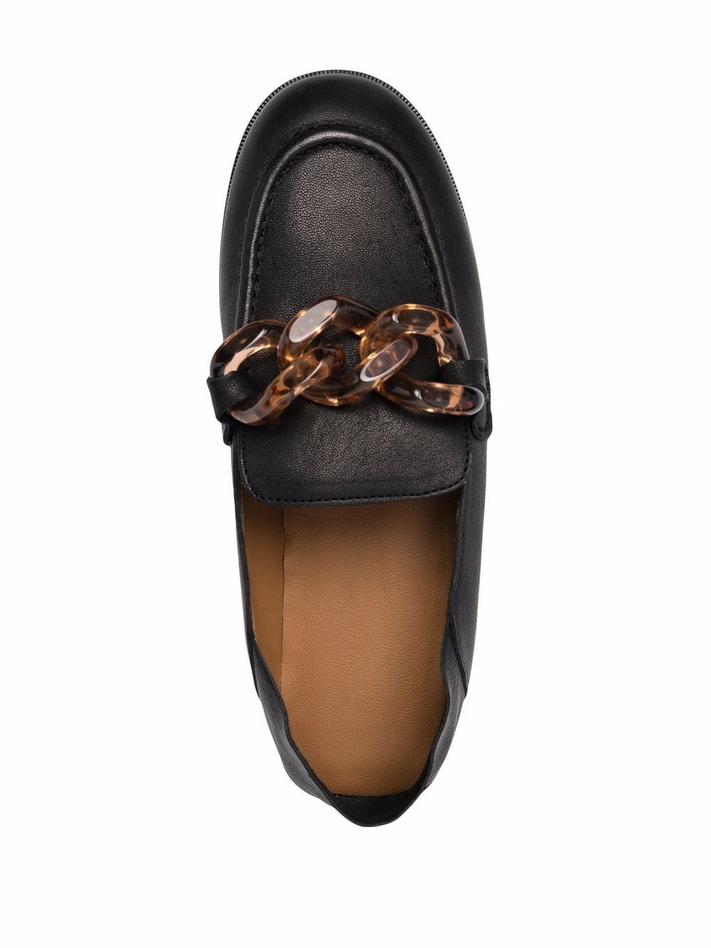 tortoiseshell-effect chain-link loafers - 4